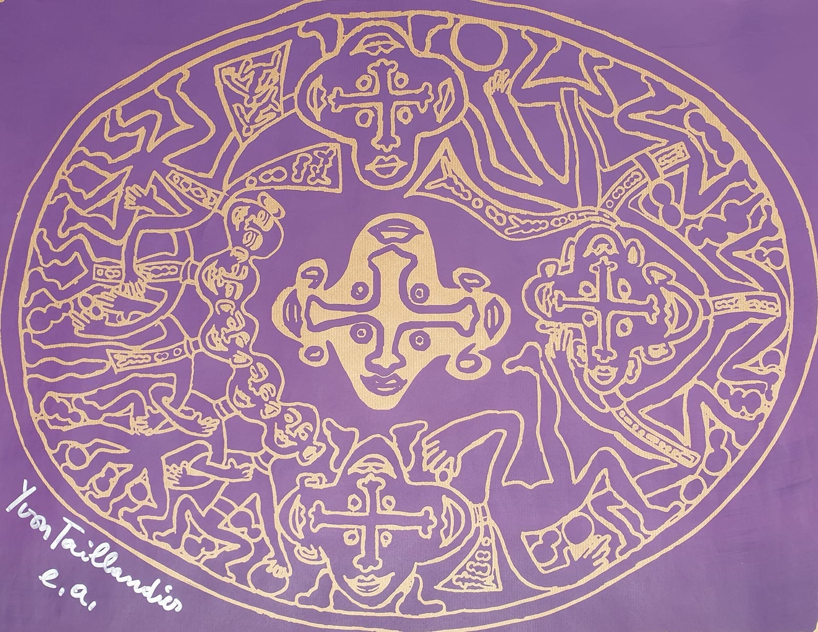 Yvon Taillandier – Tribal violet, sérigraphie 2018