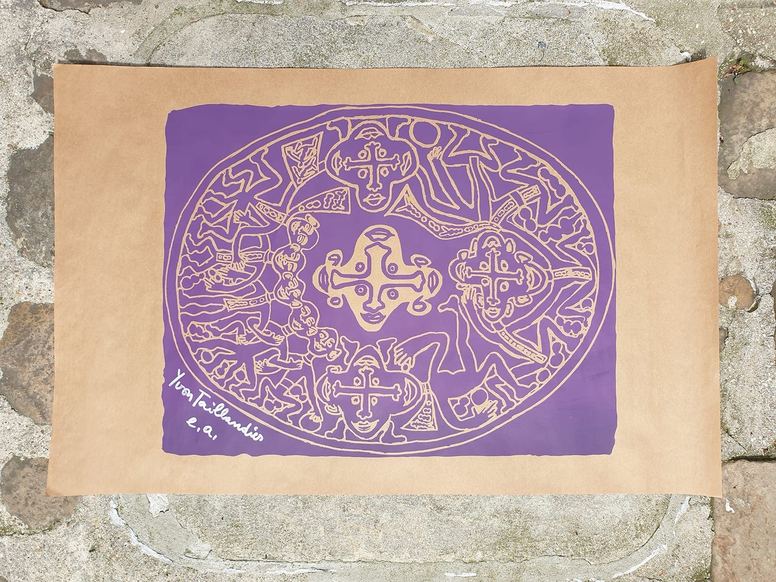Yvon Taillandier – Tribal violet, sérigraphie 2018
