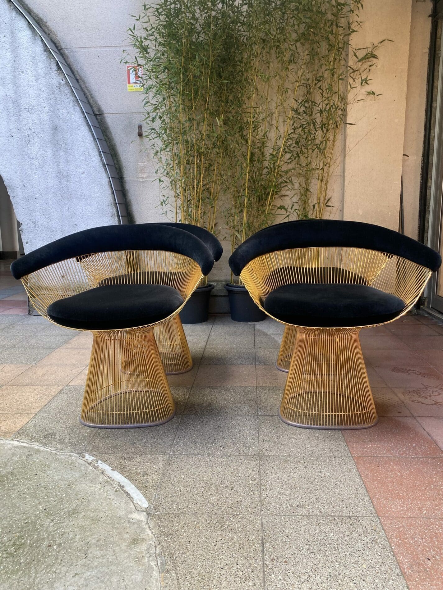 Chaises Platner Side Édition Limitée – Velours Noir et Or 18 Carats | Knoll