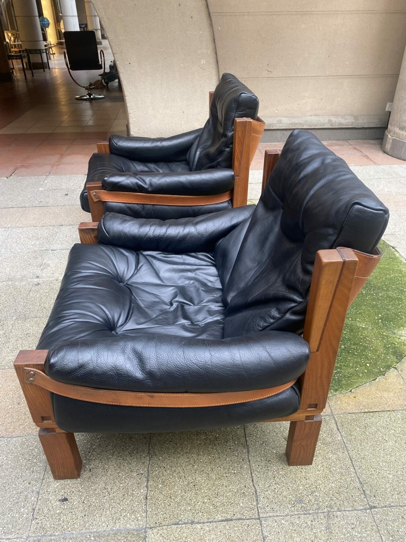 Fauteuils Design Pierre Chapo S15 en Orme et Cuir