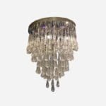 Grand Lustre Gouttes d’Eau en Verre de Murano avec LEDs de Couleur
