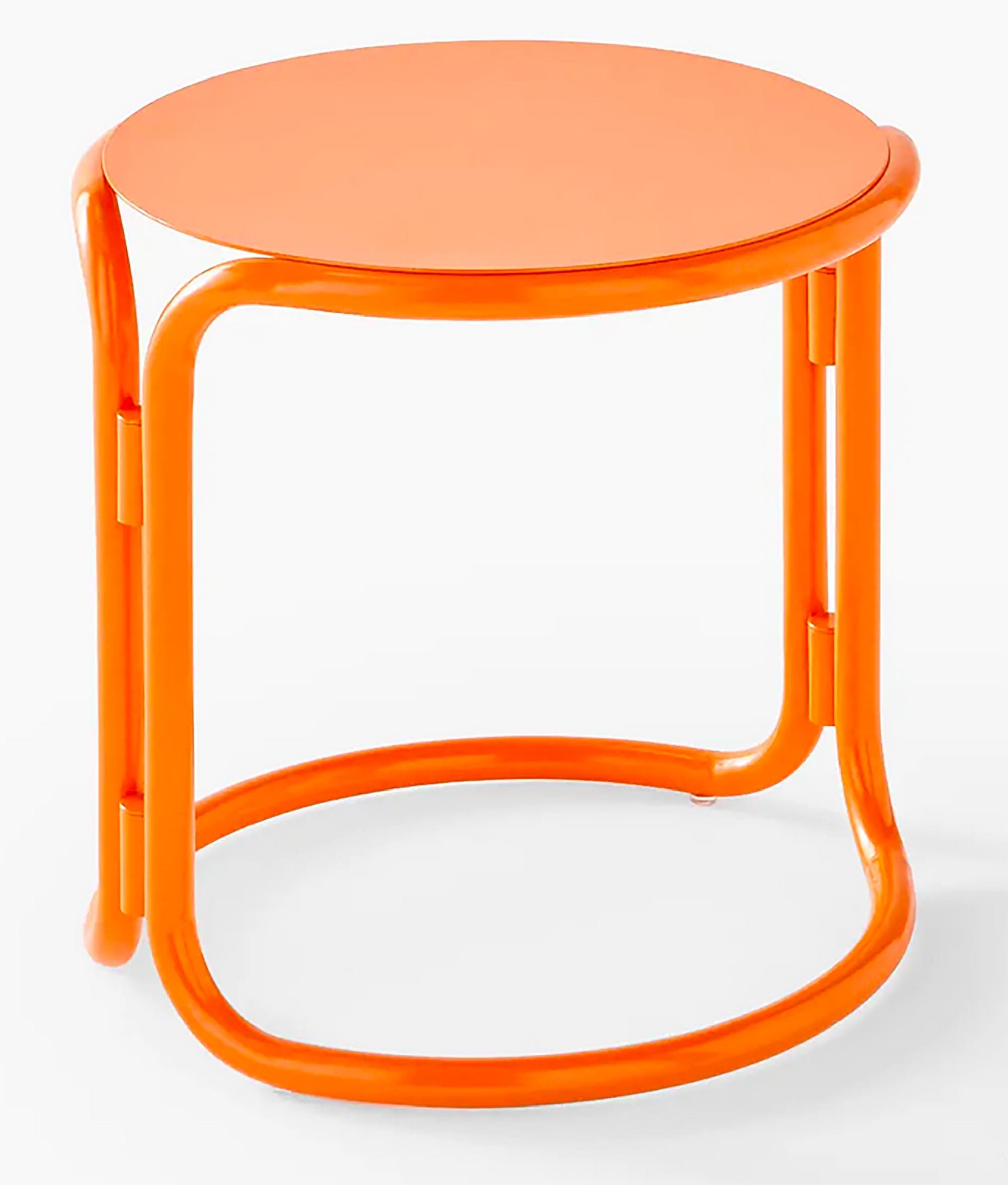 Gae Aulenti – Tabourets/Basses Tables Laquées Orange