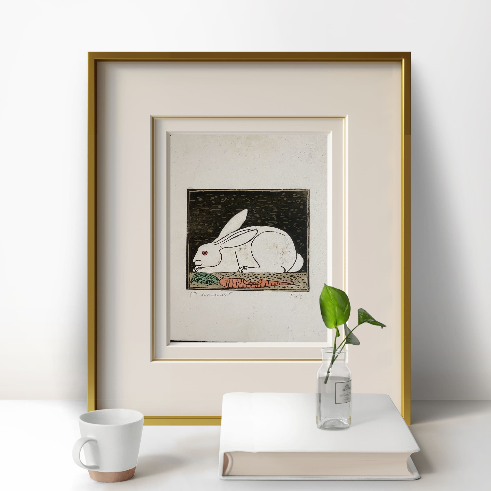 Lithographie Aquarellée « Le Lapin » par François Xavier Lalanne