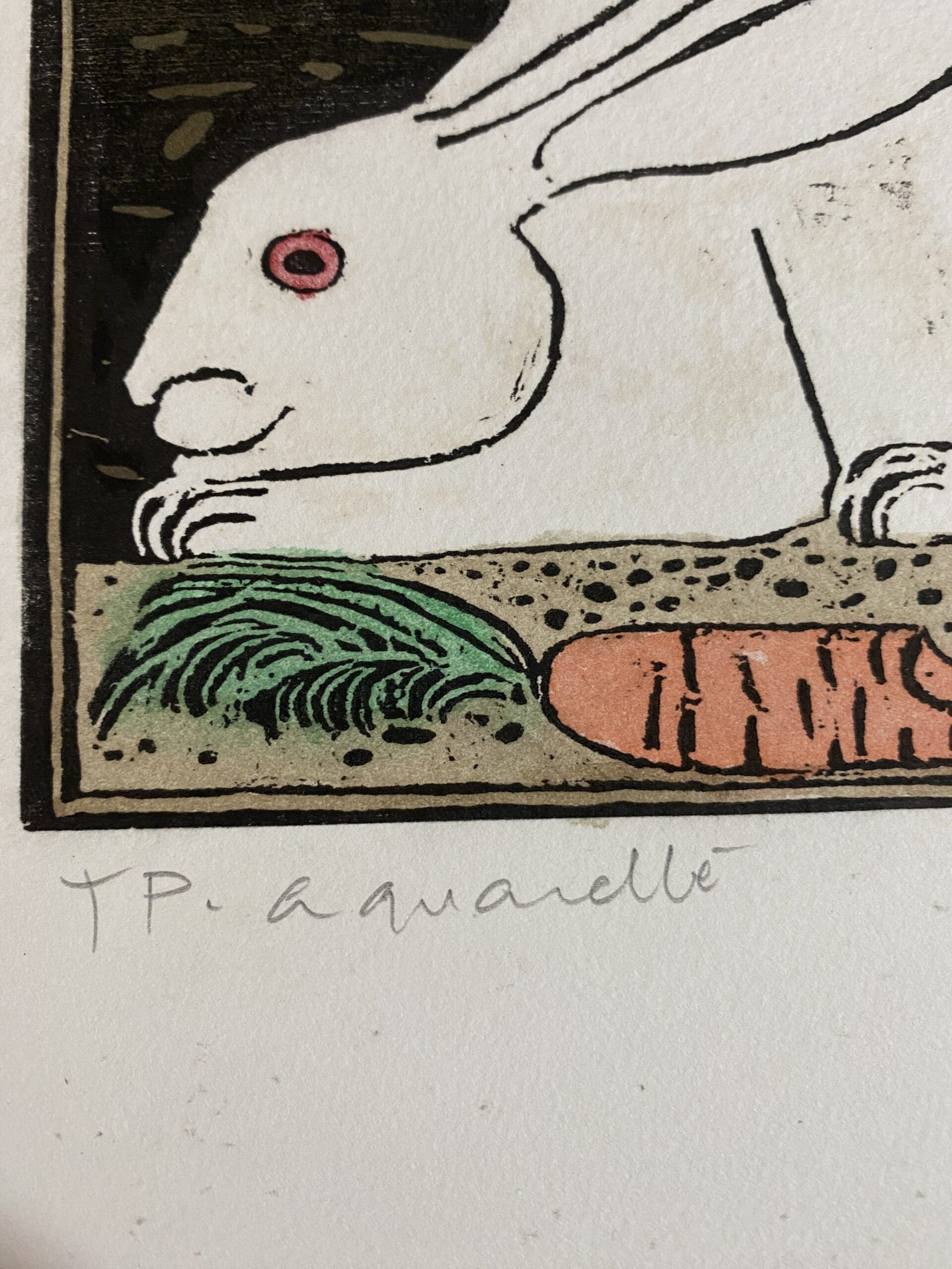 Lithographie Aquarellée « Le Lapin » par François Xavier Lalanne