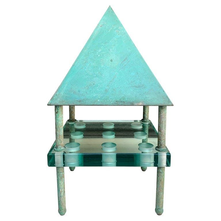 Lampe Sculpturale en Bronze et Verre par Elin Raaberg Nielsen, 1986