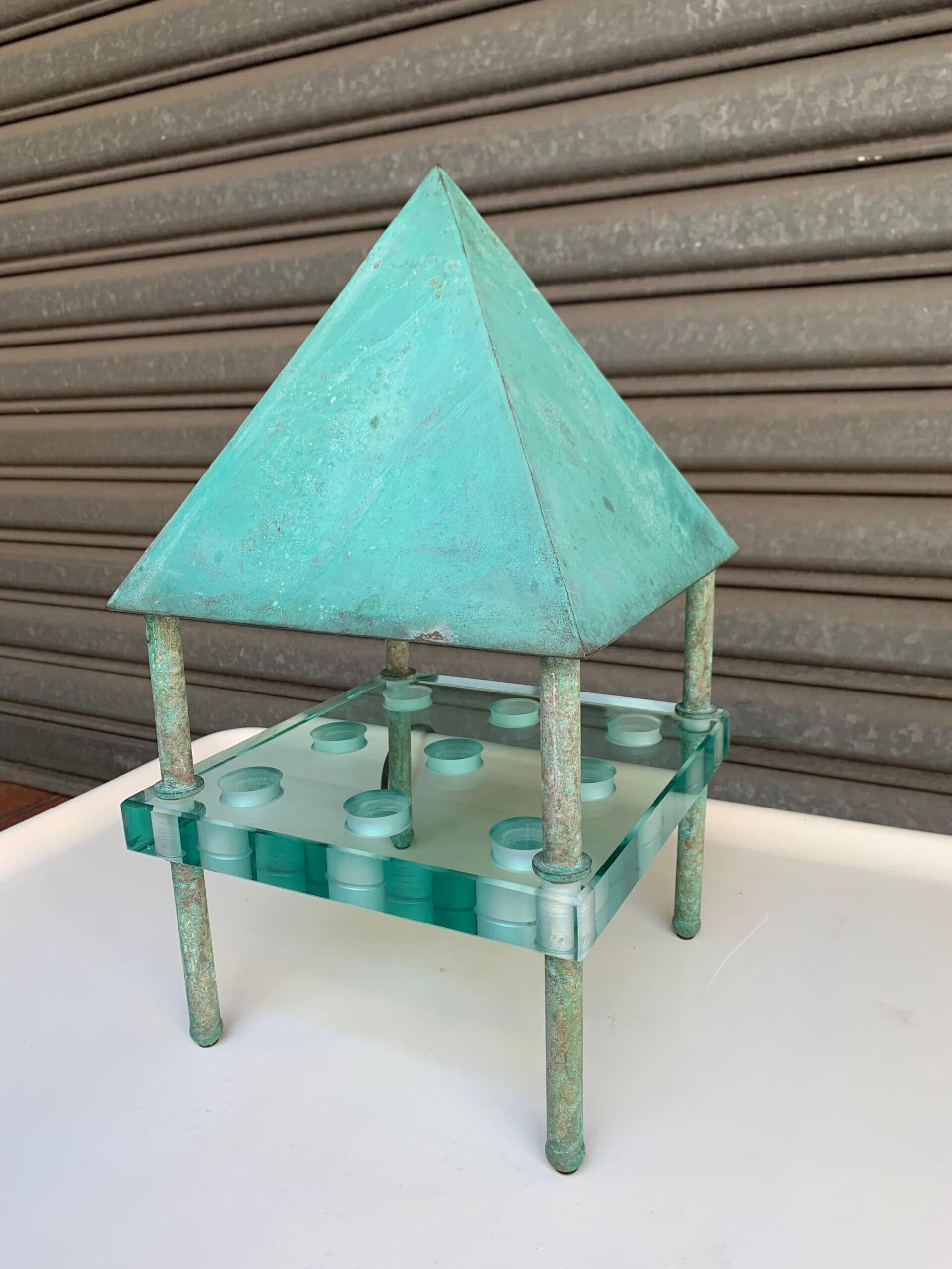 Lampe Sculpturale en Bronze et Verre par Elin Raaberg Nielsen, 1986