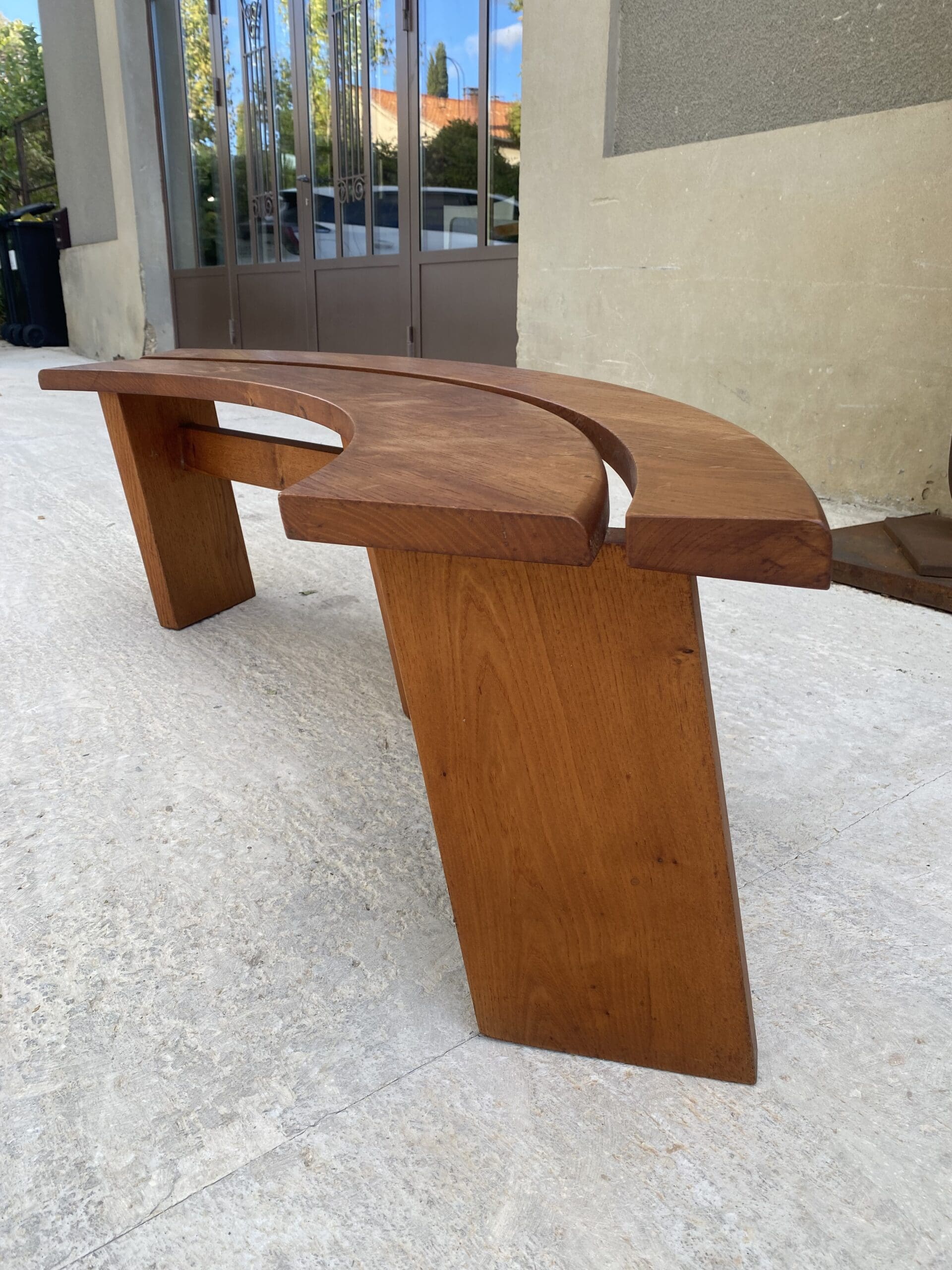 Paire de bancs S38 Pierre Chapo en orme massif (1975)