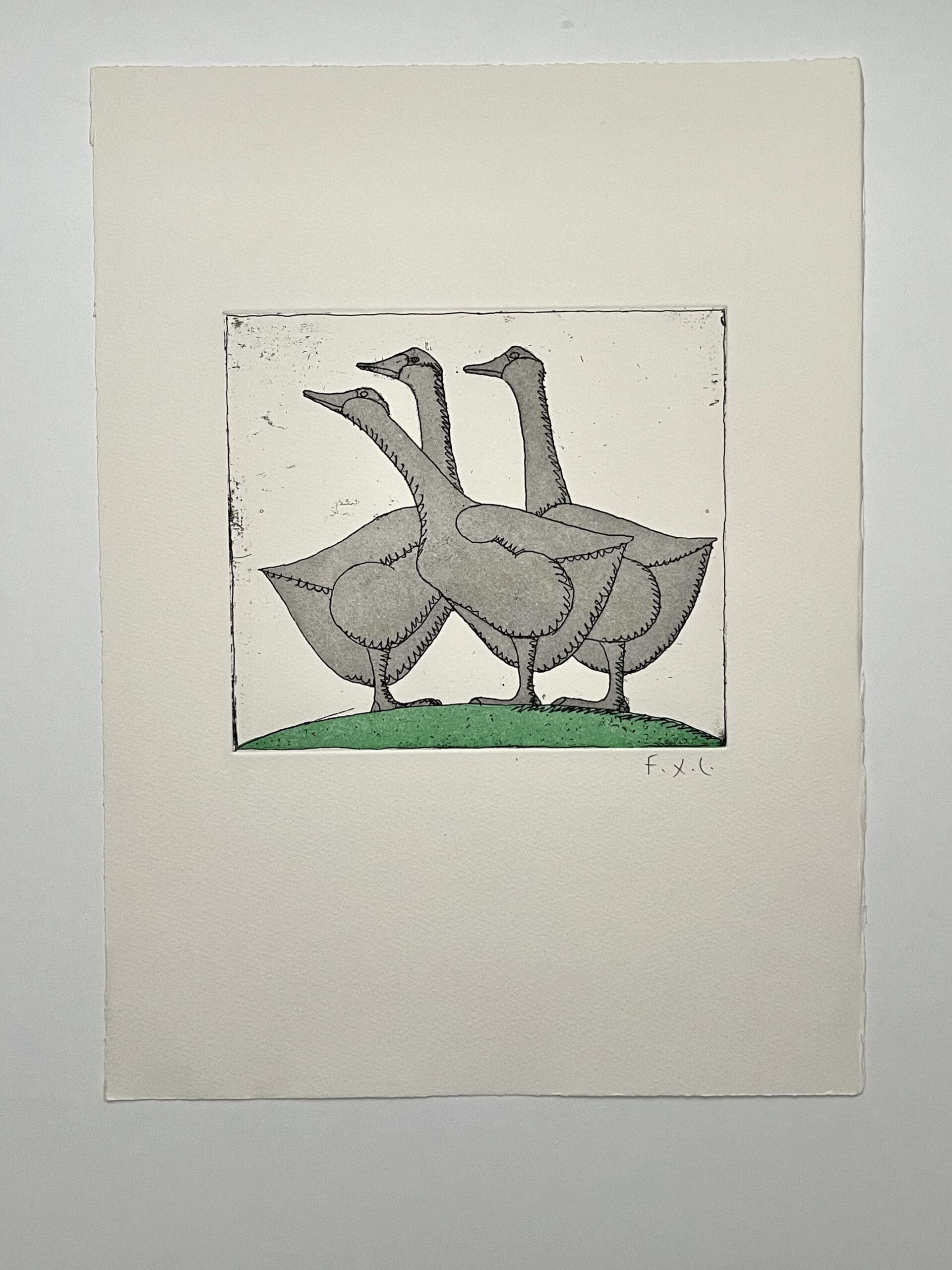 « Les Oies » par François-Xavier Lalanne : Une Rare Gravure du Bestiaire Lalanne