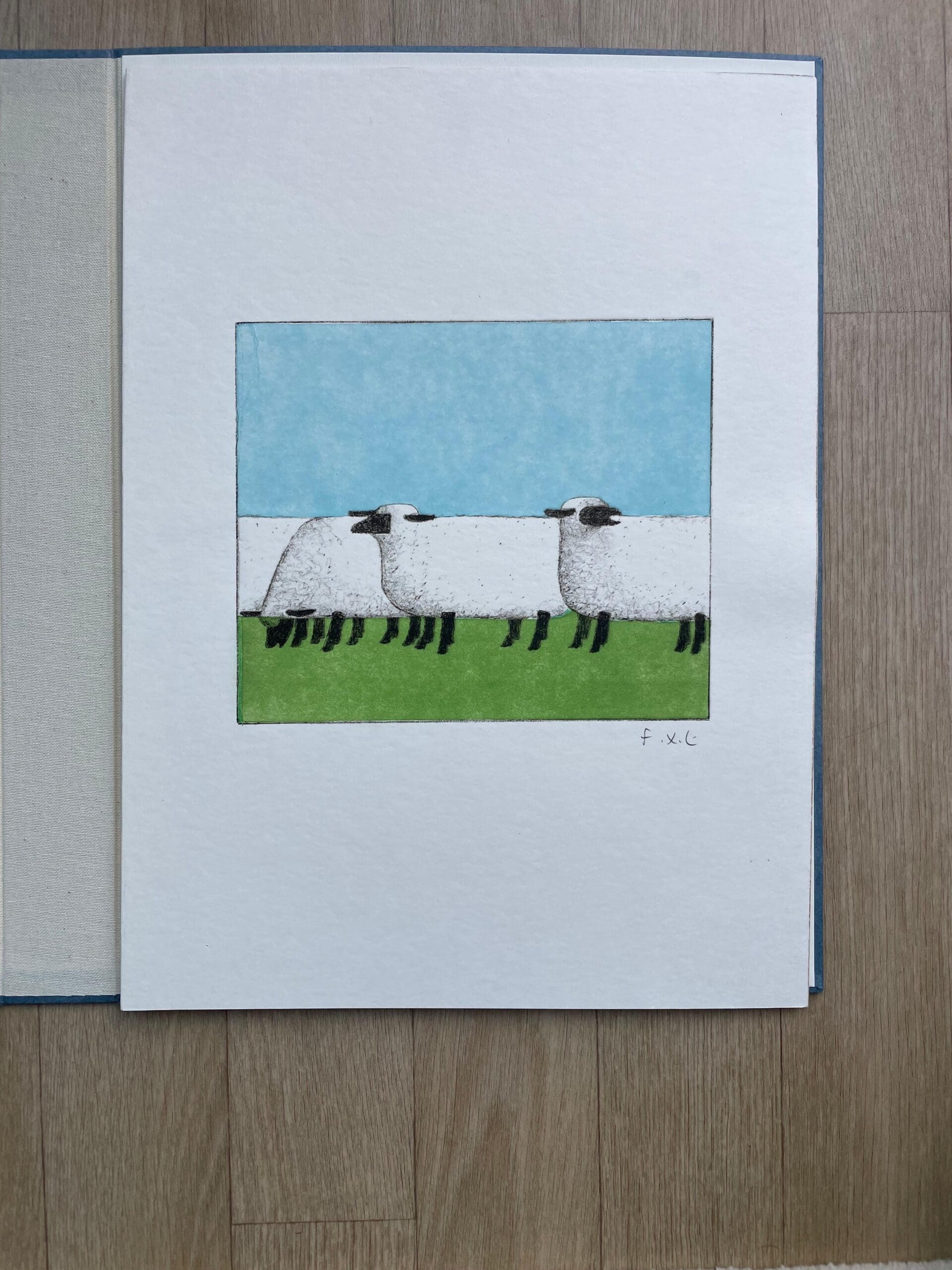Lithographie « Les Moutons » de François-Xavier Lalanne : Une Œuvre Poétique sur Feutre