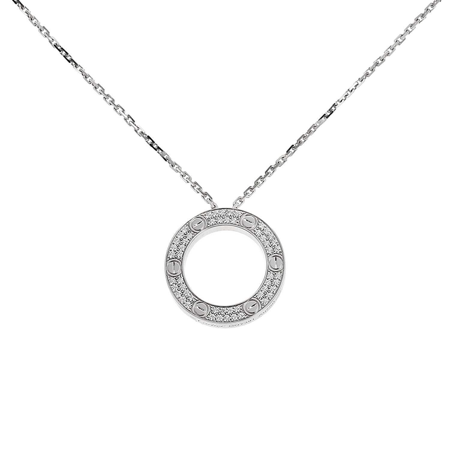 Collier Cartier Love Pavé en Or Blanc et Diamants : Élégance et Intemporalité