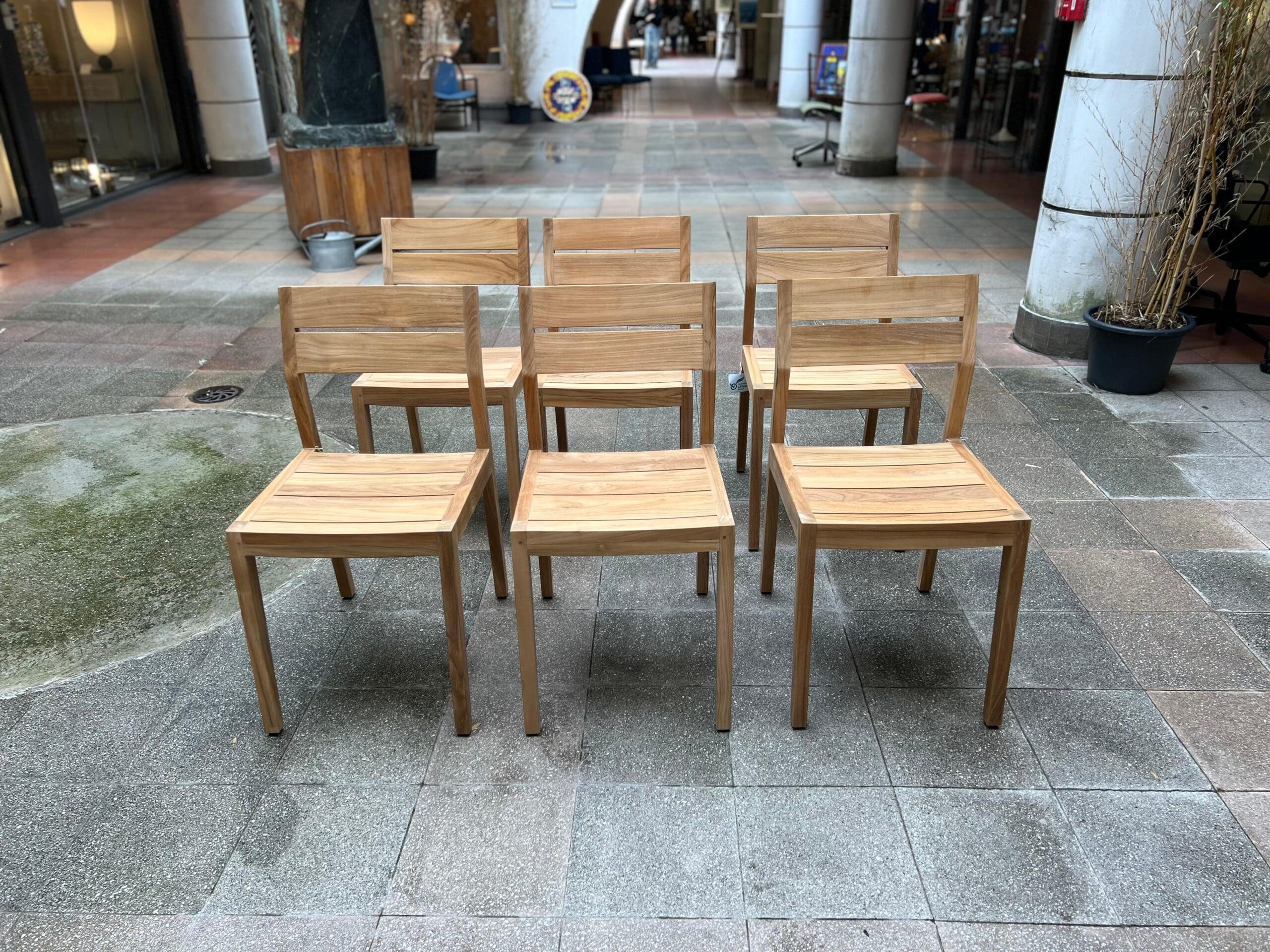 Ensemble de 6 chaises EX1 en teck massif – Édition Ethnicraft