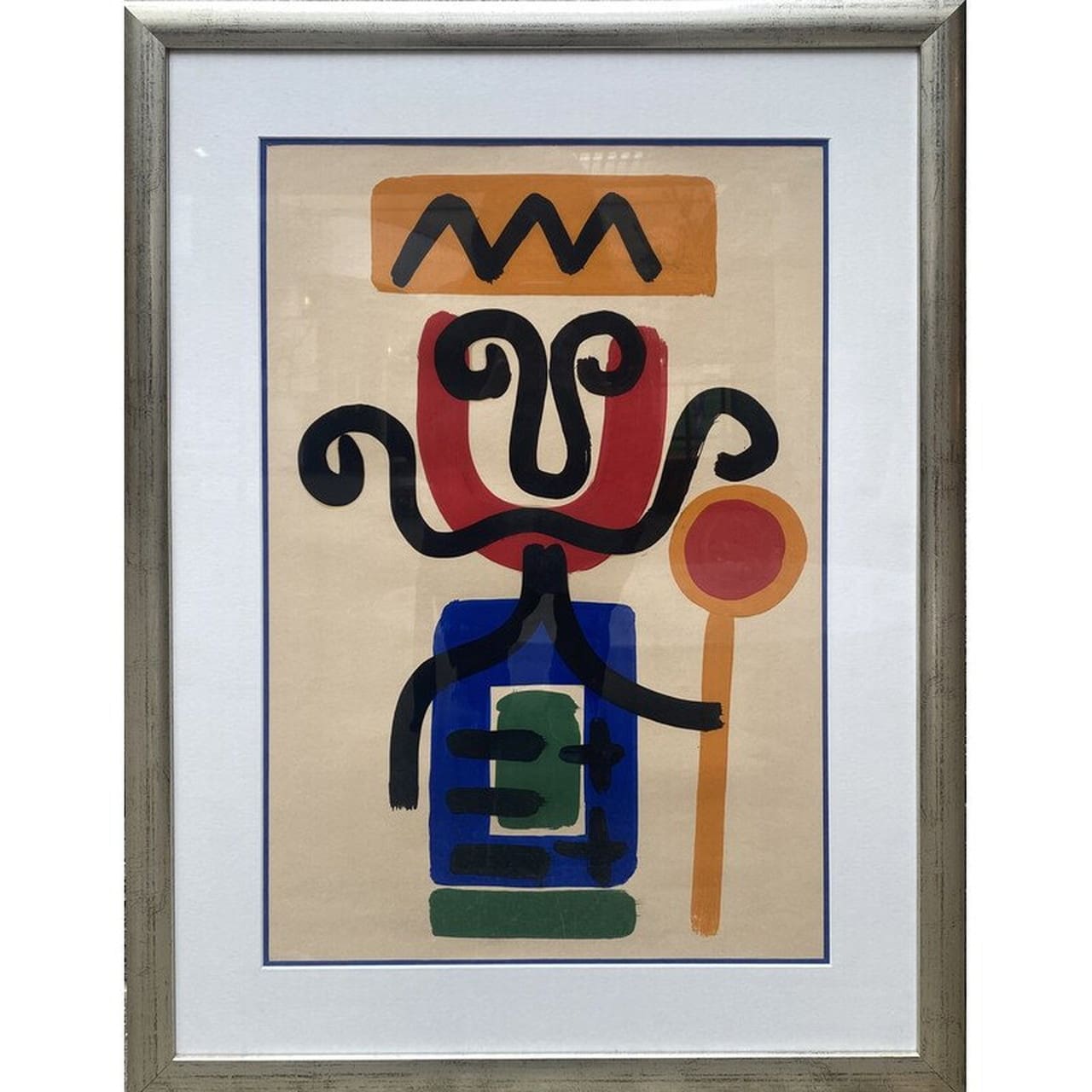 Gouache « Le roi moustachu » par Albert Chubac