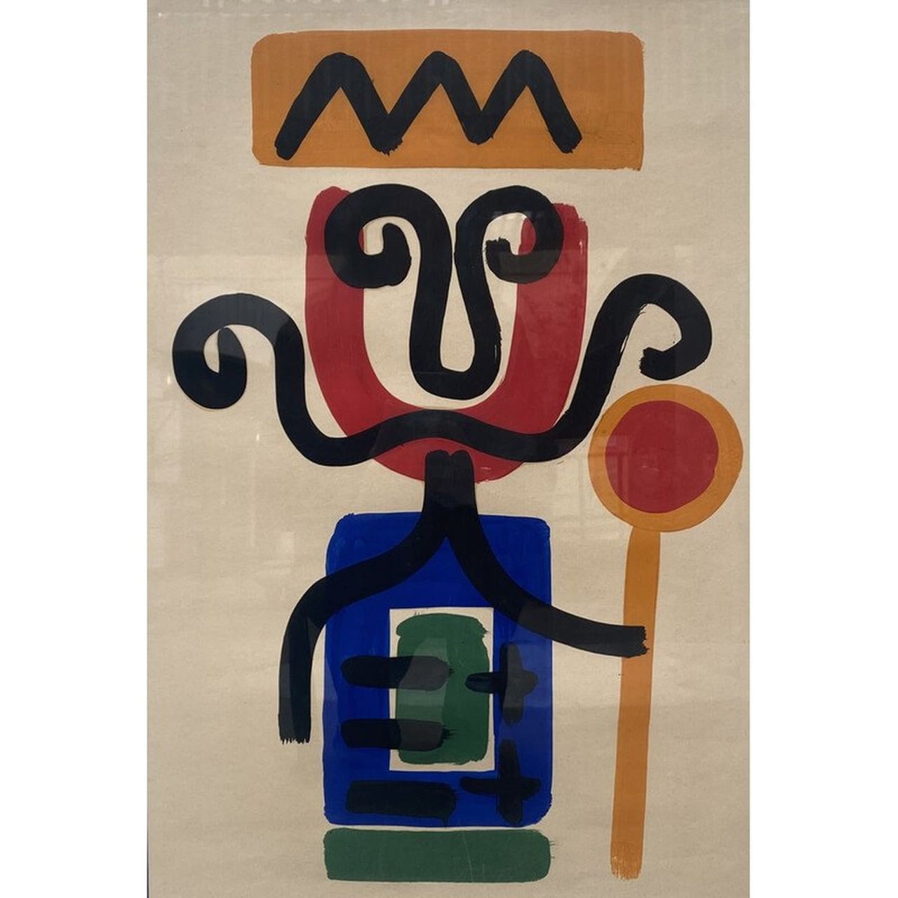Gouache « Le roi moustachu » par Albert Chubac