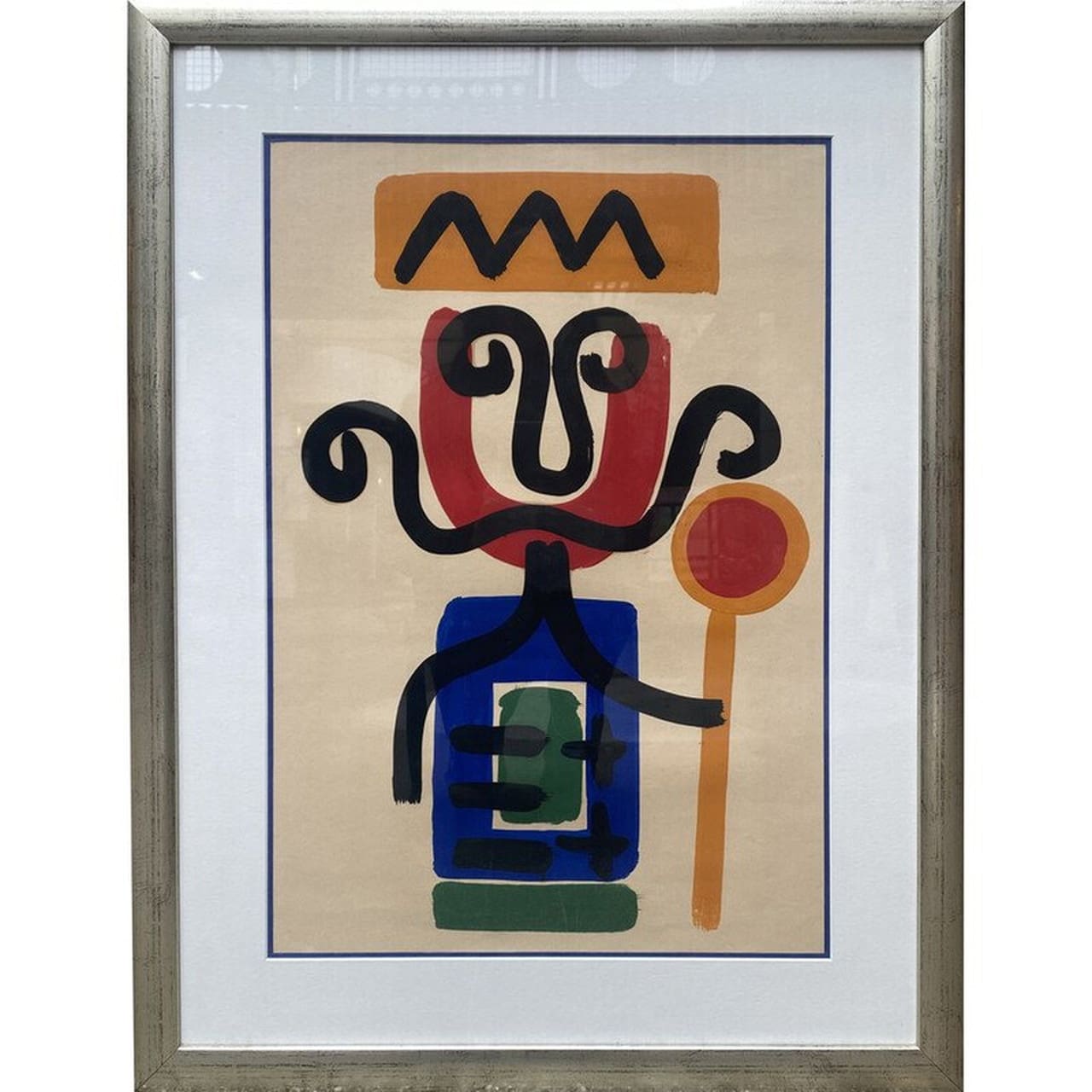 Gouache « Le roi moustachu » par Albert Chubac
