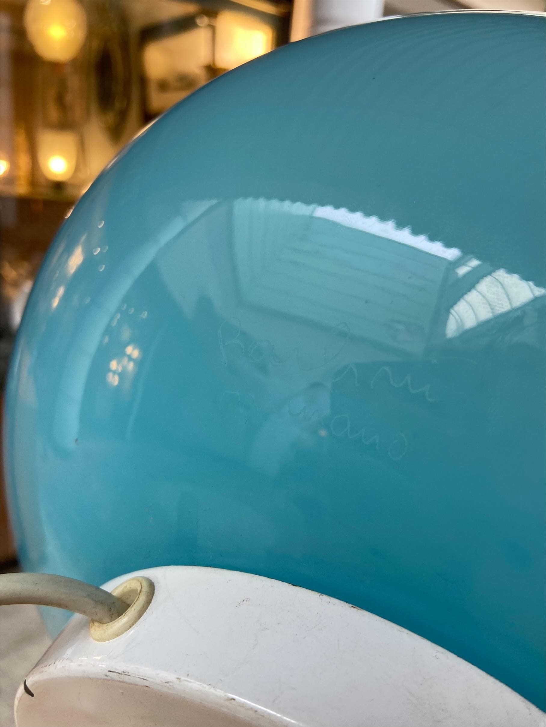 Lampe en verre de Murano bleu signée Barbini, circa 1970