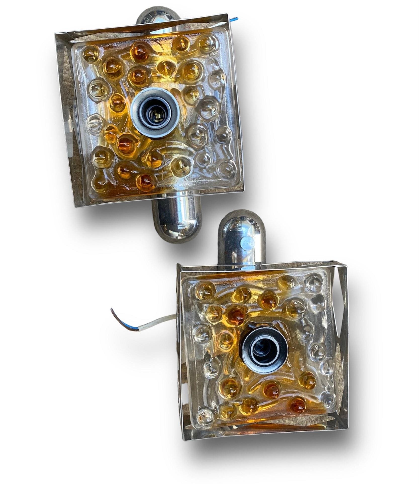 Paire d&rsquo;appliques en verre de Murano signées Toni Zuccheri, circa 1970