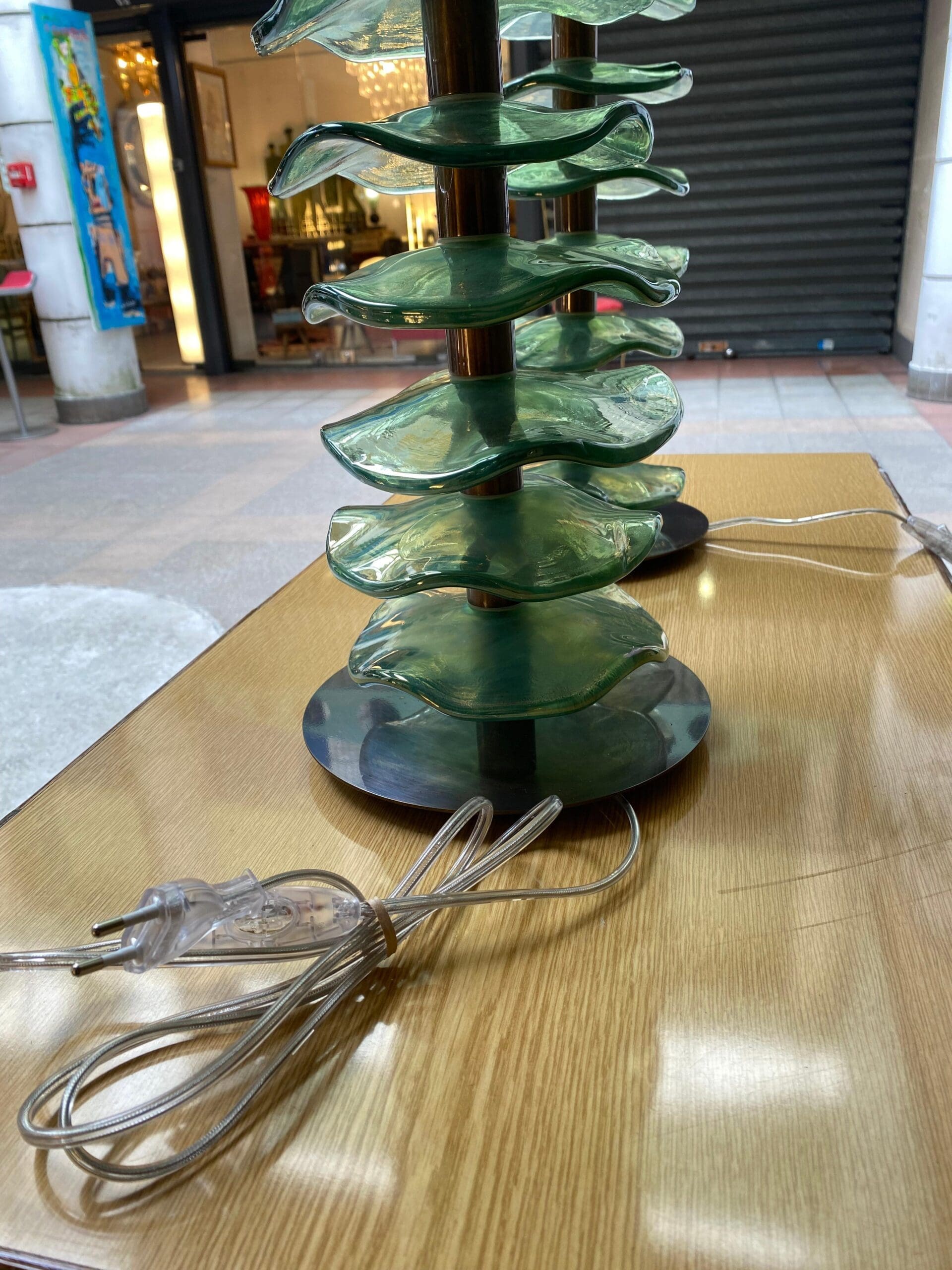 Paire de lampes en verre de Murano – Style Greene & Greene (circa 1980)