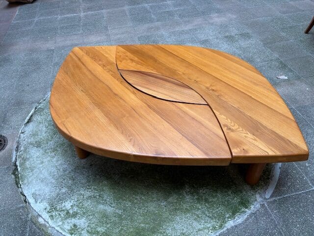 Pierre Chapo — Table basse modulable T22 « Œil » en orme massif
