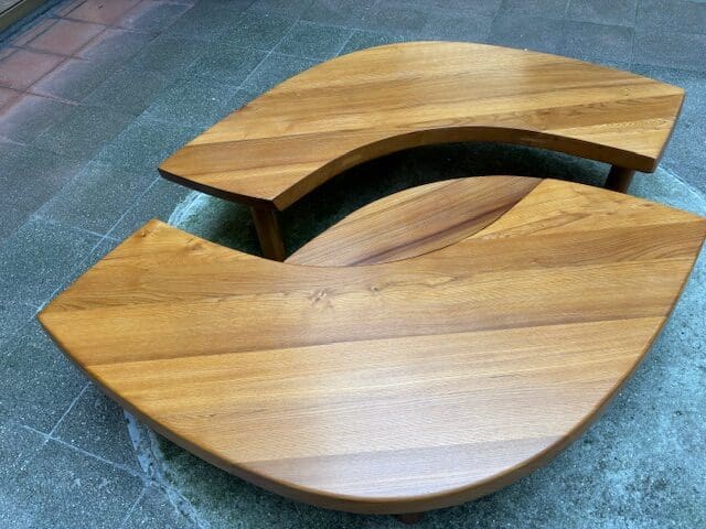 Pierre Chapo — Table basse modulable T22 « Œil » en orme massif