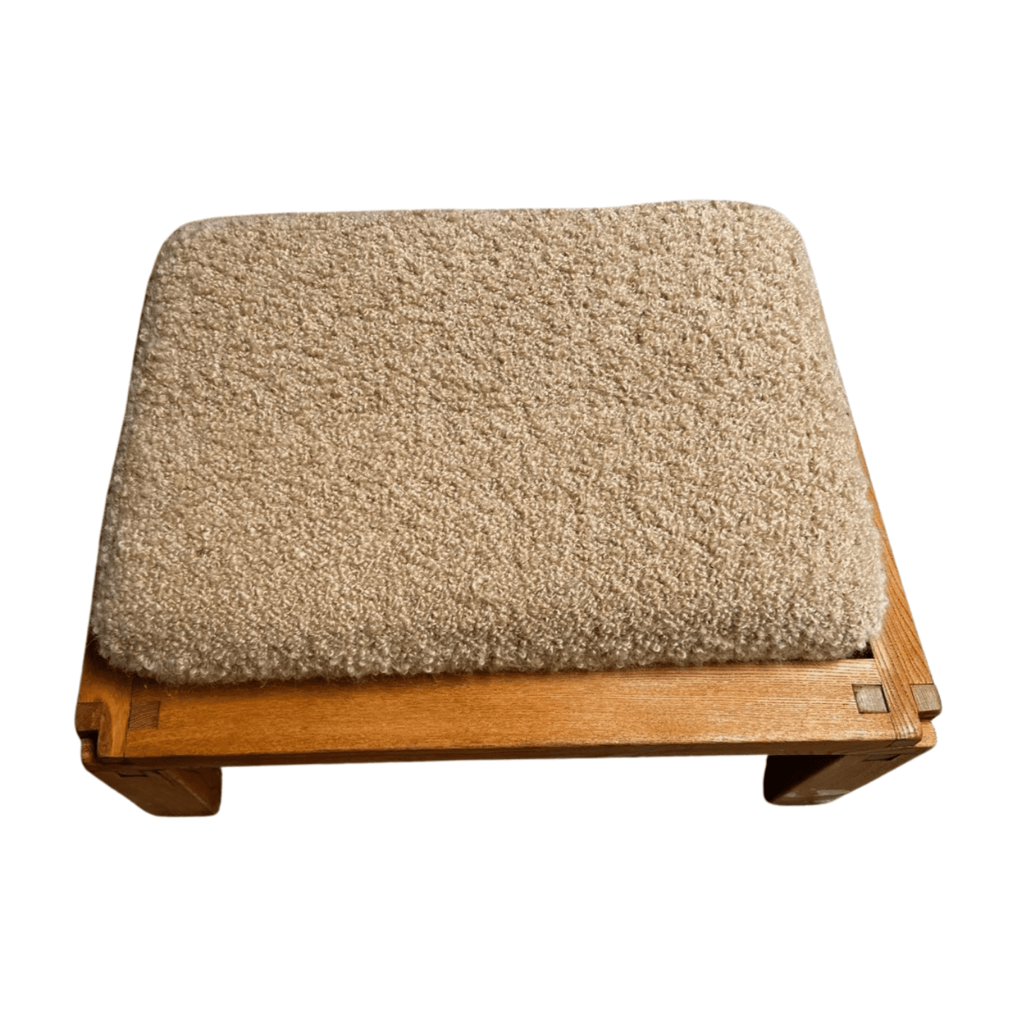 Pierre Chapo — Paire de tabourets S20R en orme massif et laine Pierre Frey