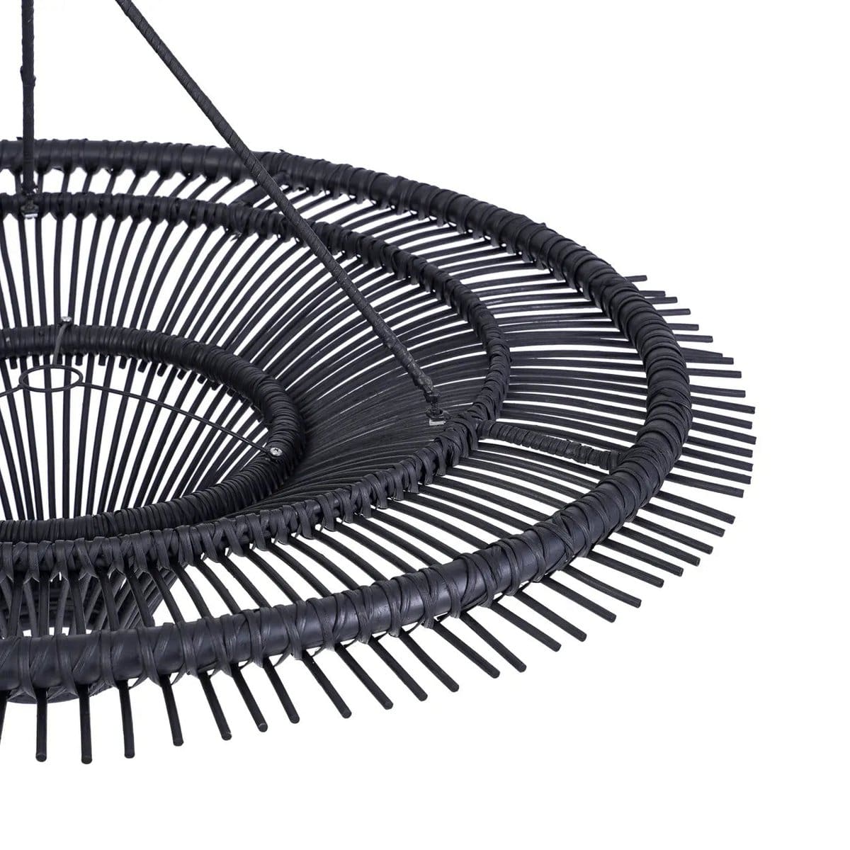 Plafonnier décoratif Le Ciel – Design aérien en rotin noir fait main (XL, neuf)