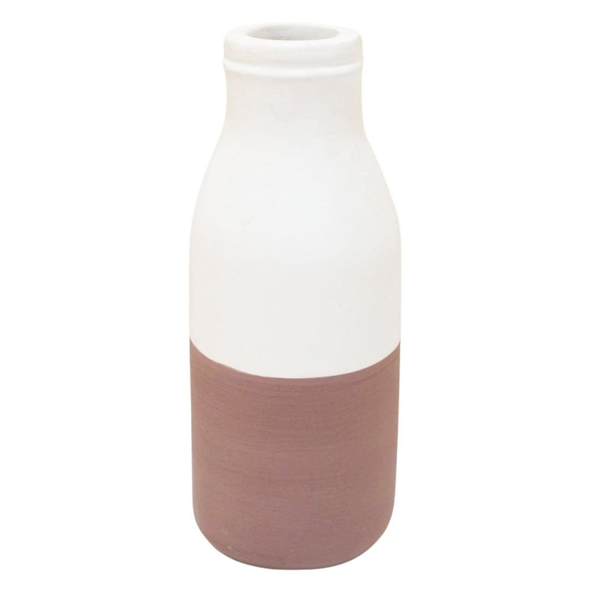 Vase en argile naturelle – Design blanc et brun façonné à la main (neuf)