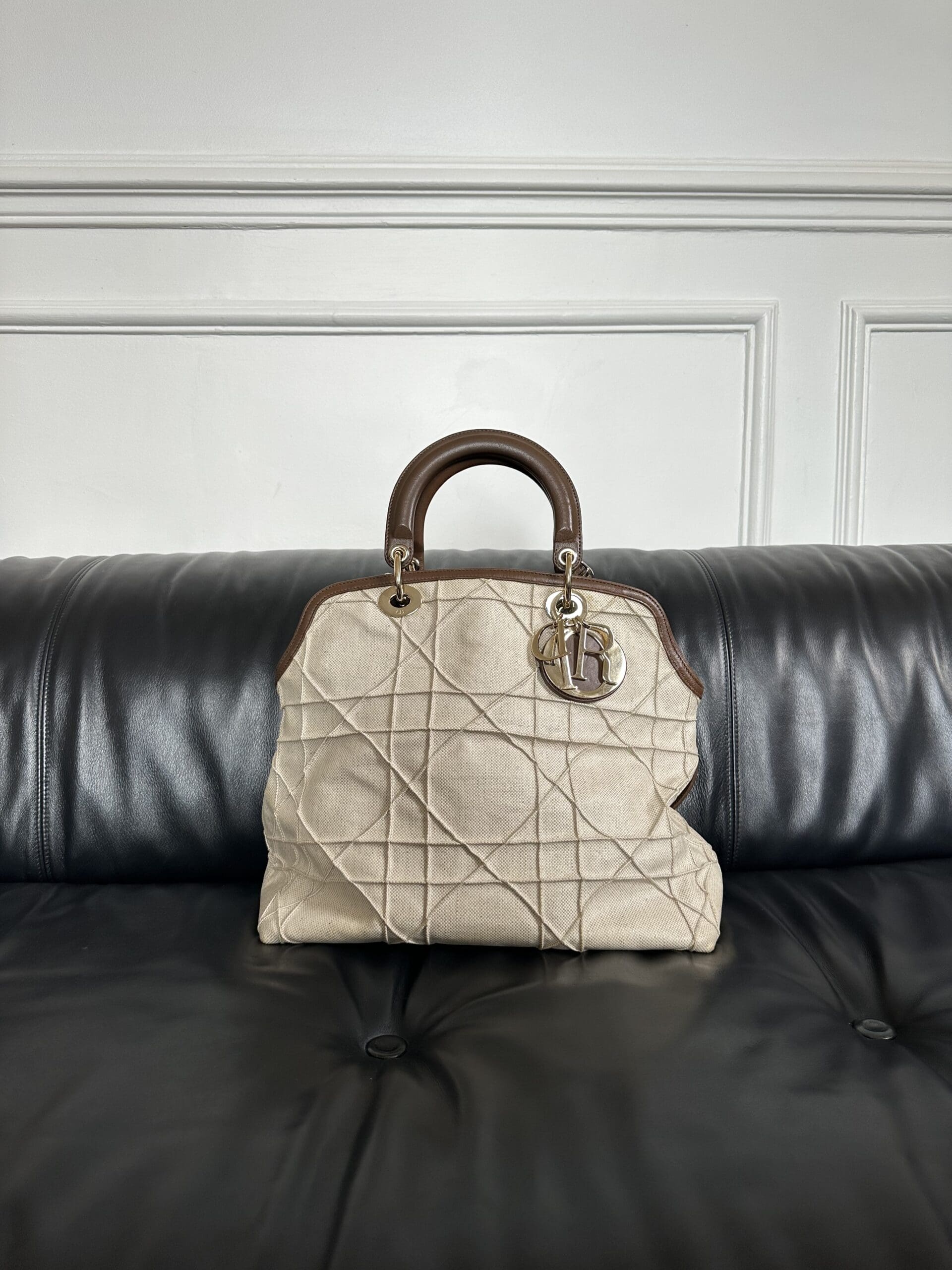 Christian Dior Granville en Cuir, Python et Toile Enduite – Sac Vintage d’Exception