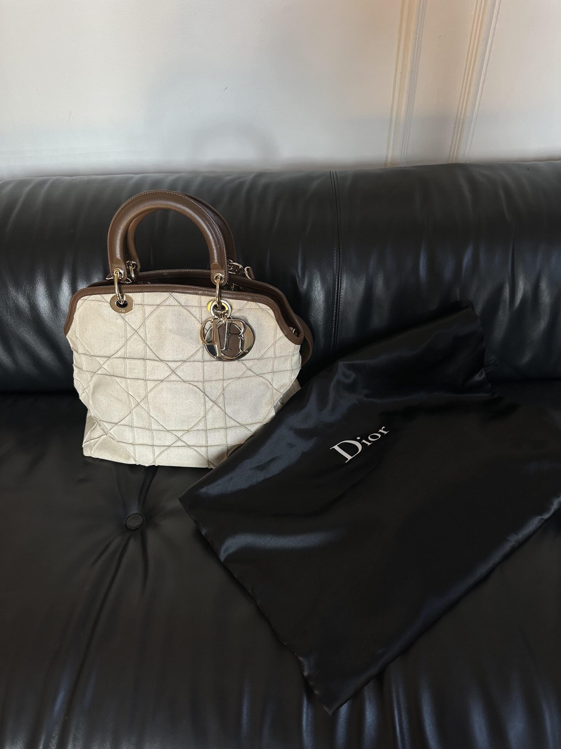 Christian Dior Granville en Cuir, Python et Toile Enduite – Sac Vintage d’Exception