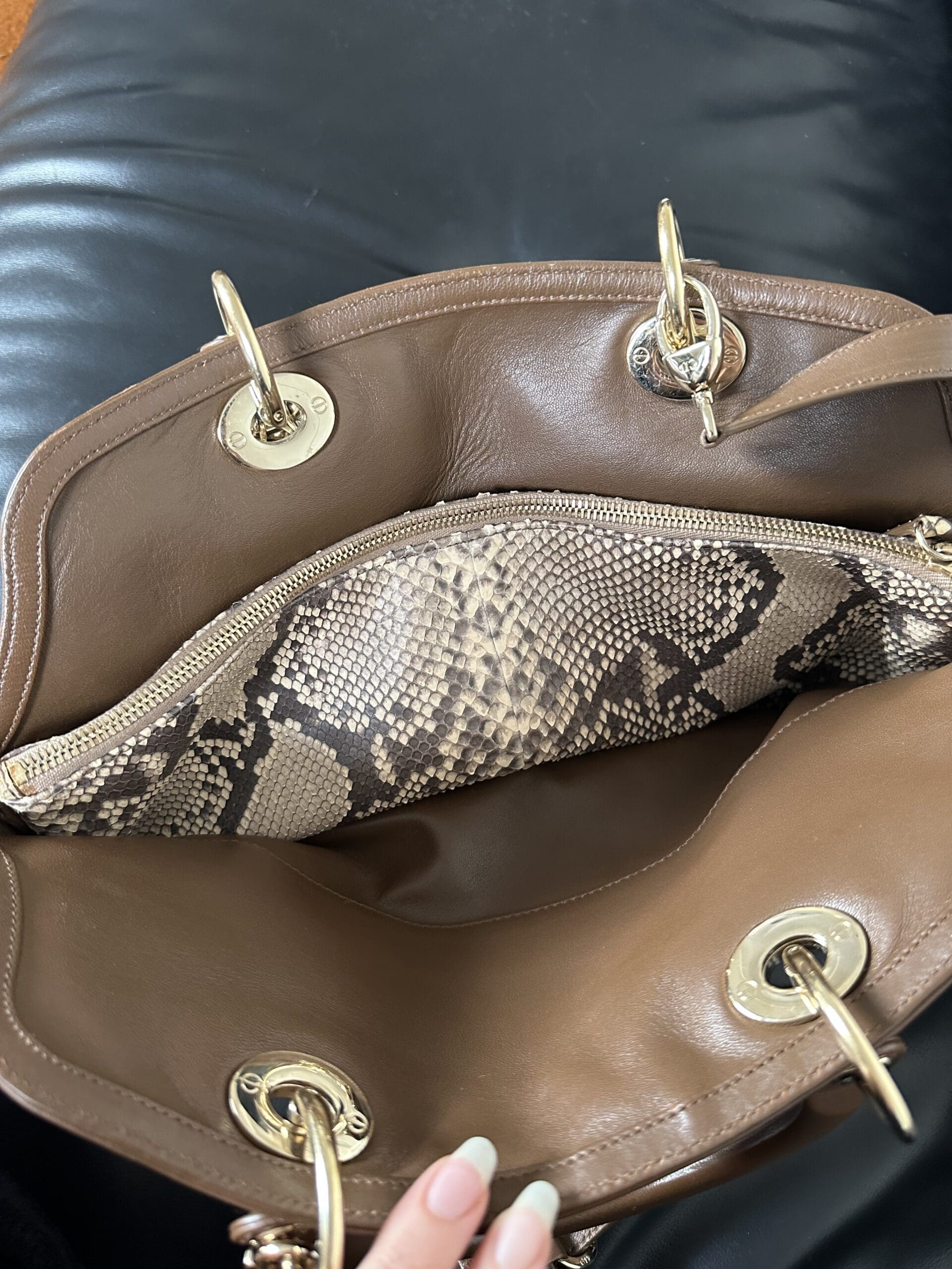 Christian Dior Granville en Cuir, Python et Toile Enduite – Sac Vintage d’Exception