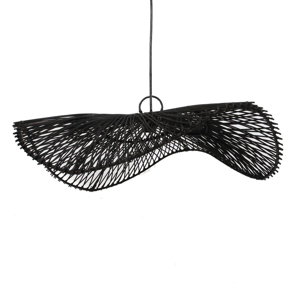 Suspension en rotin noir – Le Chapeau L, création artisanale inspirée du design organique (neuf)