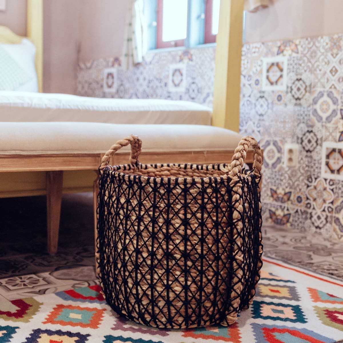 Panier à linge PRAYA | Panier à plantes en jacinthe d&rsquo;eau