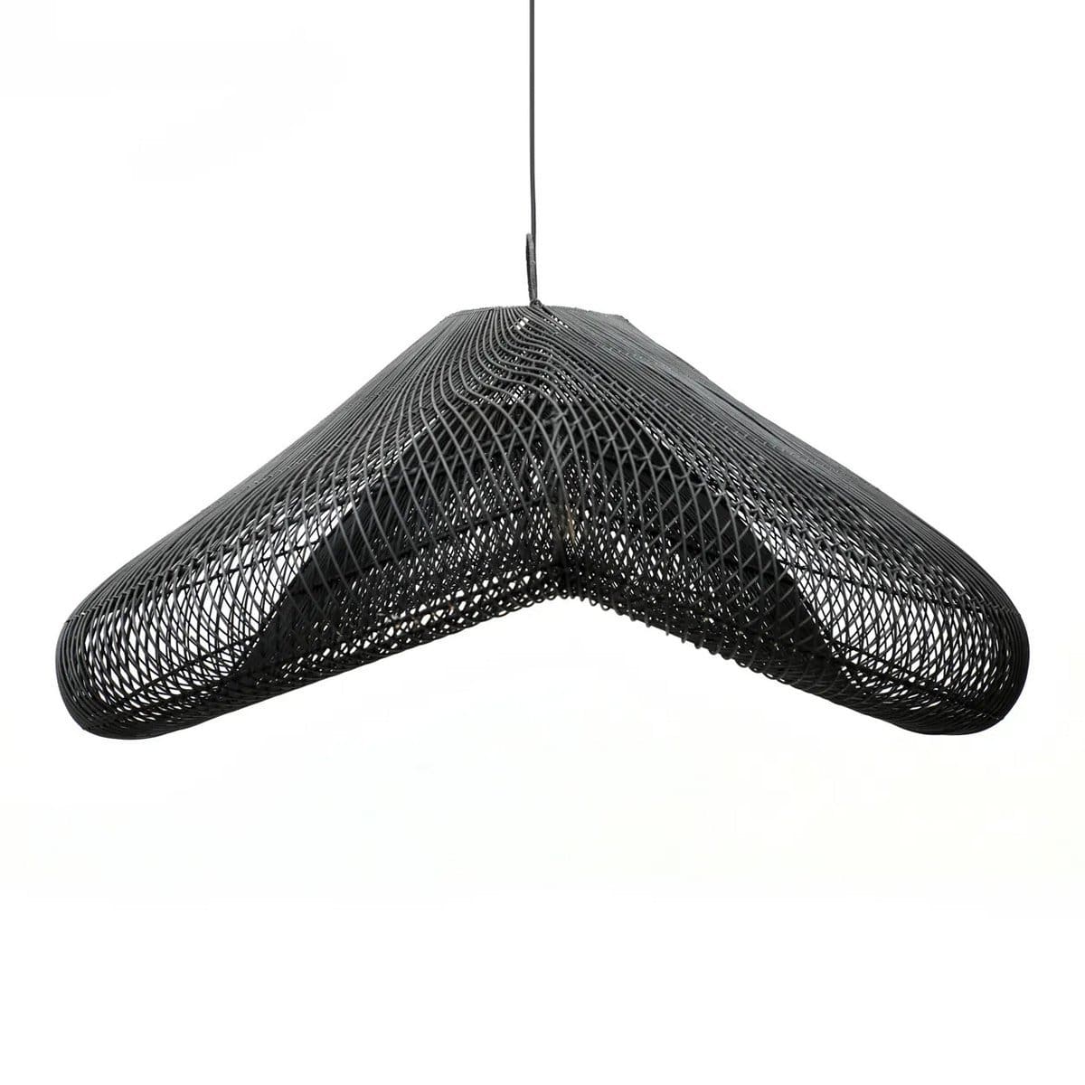 Lampe à suspension en rotin noir – The Cloud, sculpture lumineuse XXL faite main
