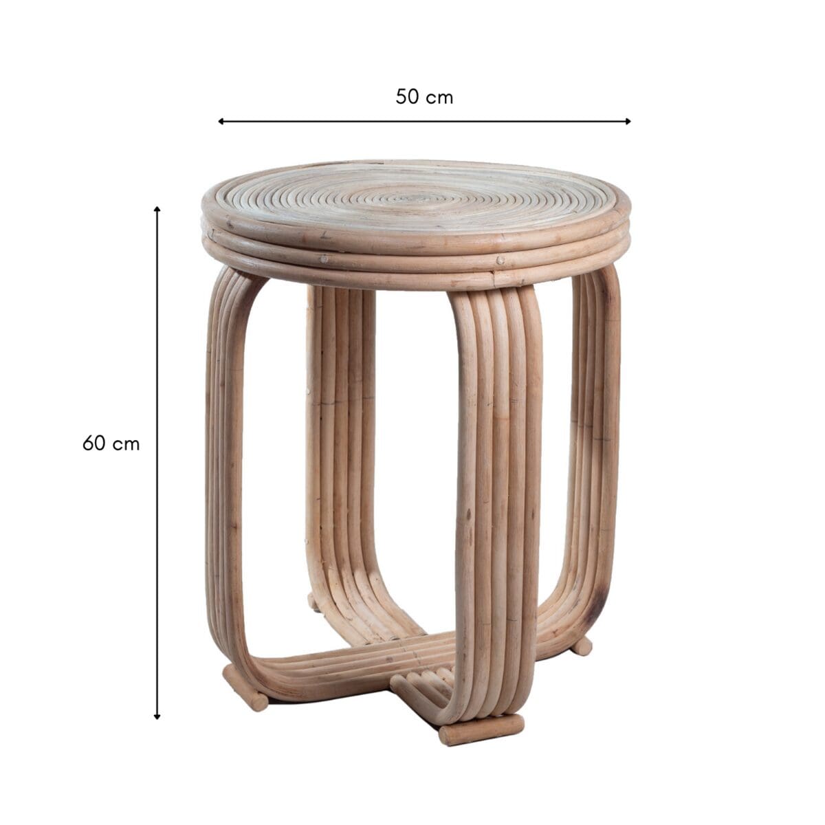 Table d’appoint Kanthi – Design sculptural en rotin naturel fait main (pièce neuve)
