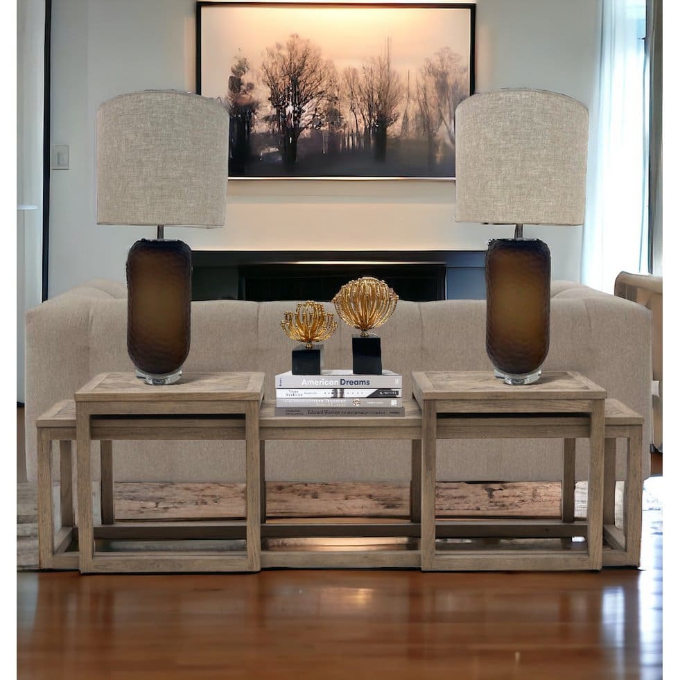 Lampe sculpturale en verre – Coloris chocolat, design contemporain avec LED