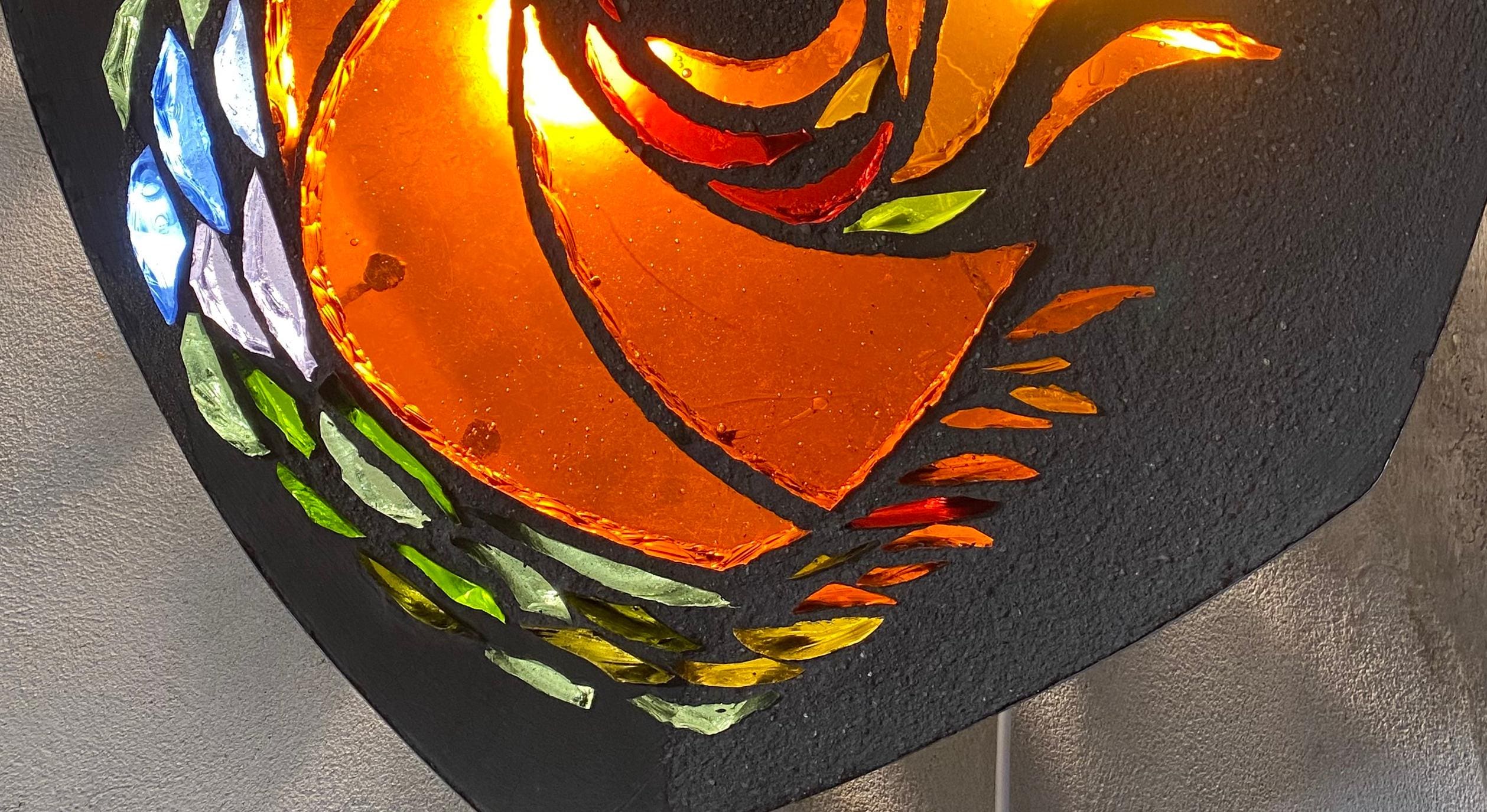 Applique Coq Roche Bobois en vitrail – Design lumineux 1969