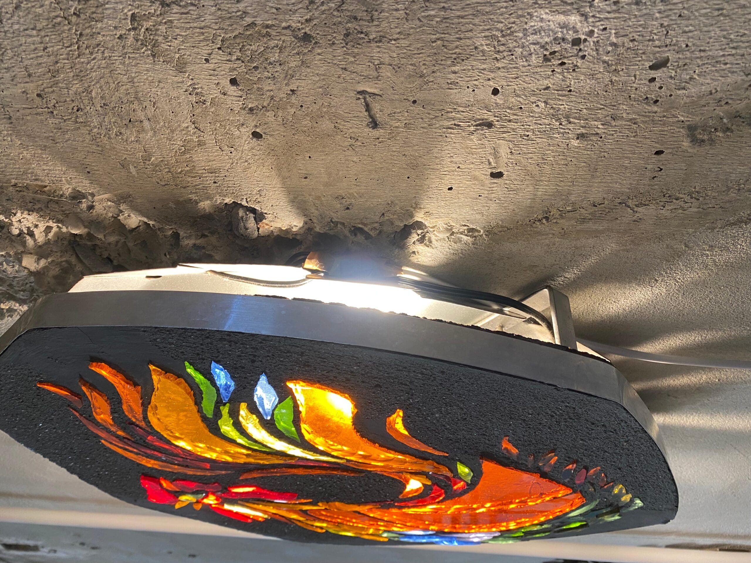 Applique Coq Roche Bobois en vitrail – Design lumineux 1969