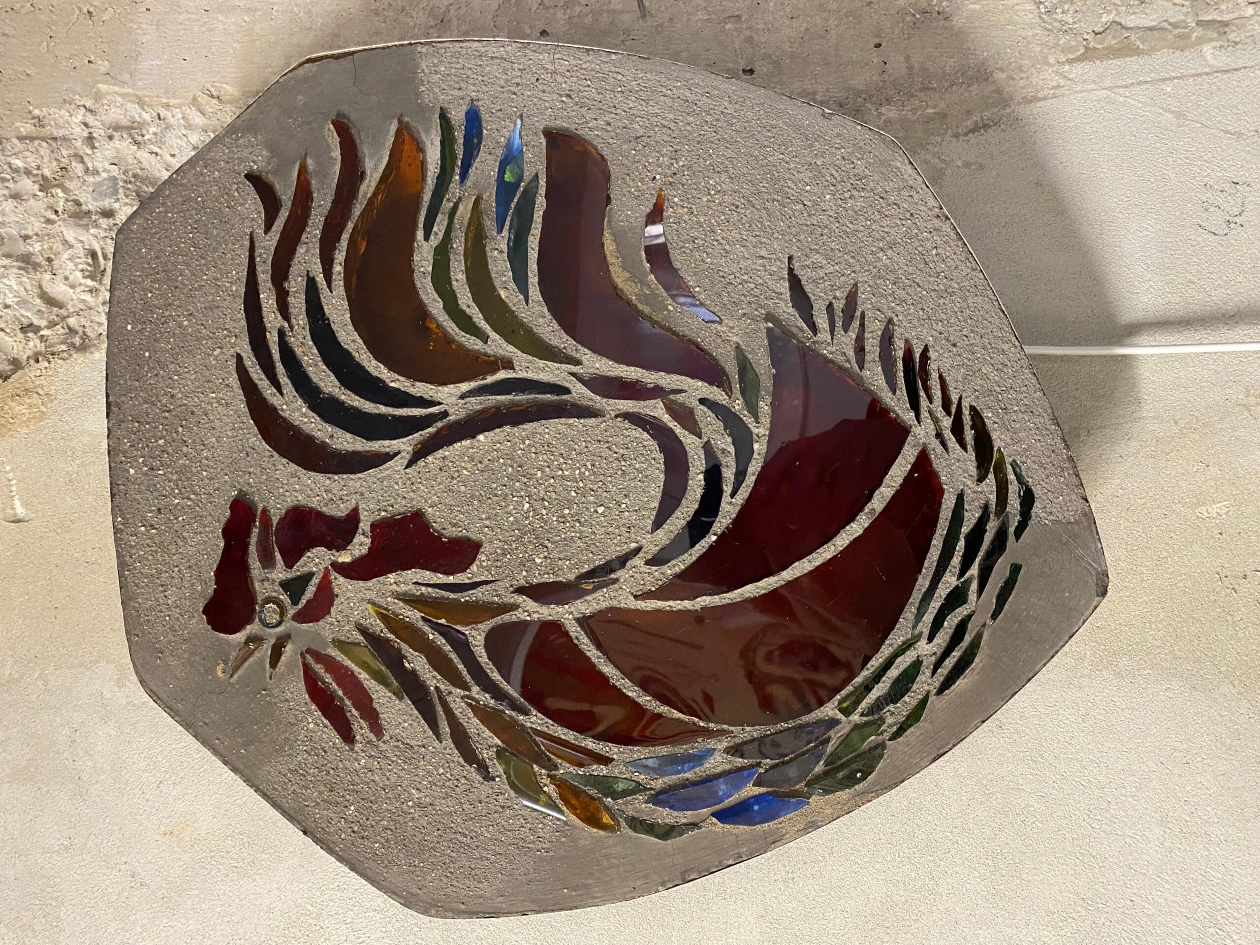 Applique Coq Roche Bobois en vitrail – Design lumineux 1969