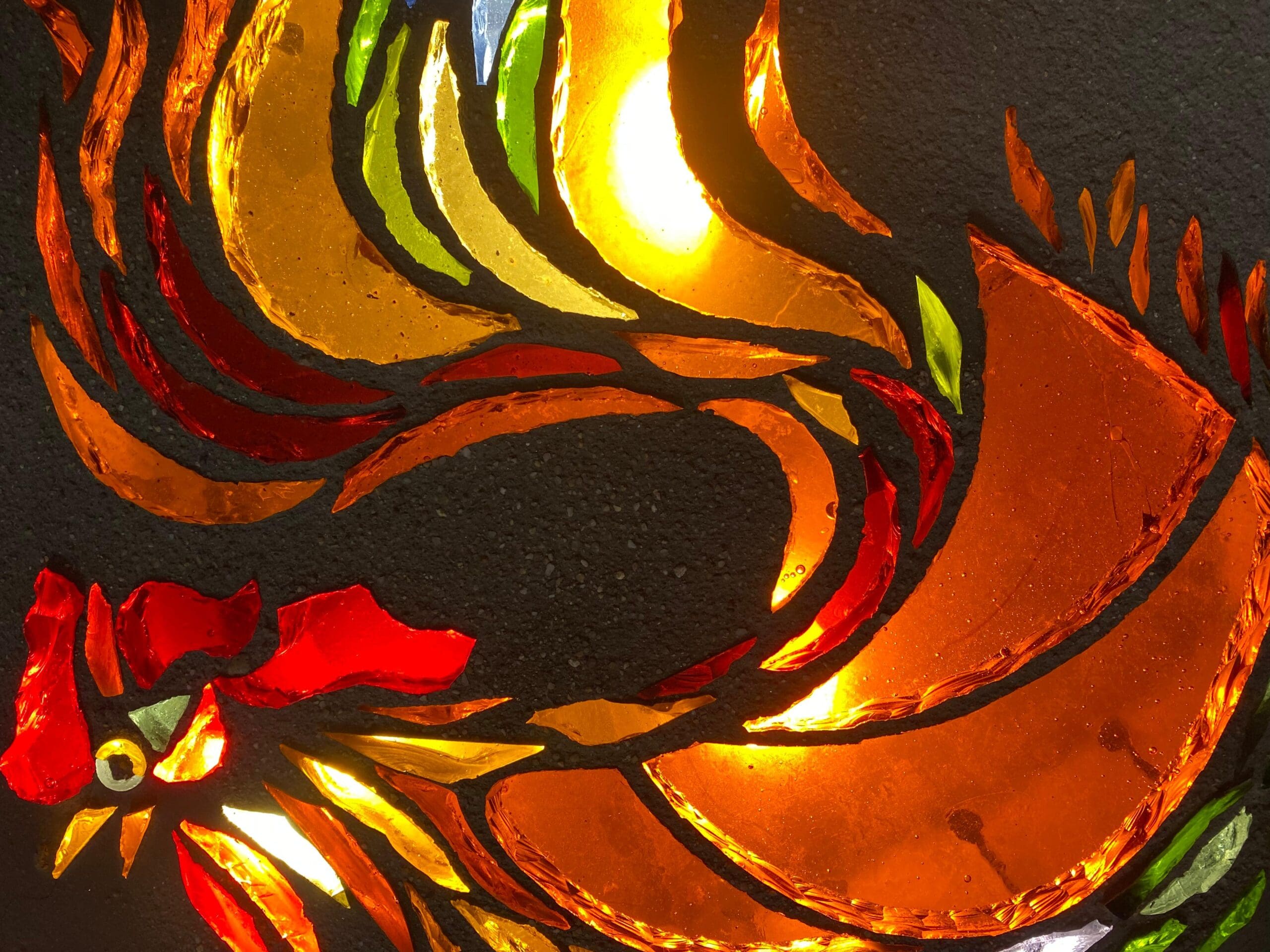 Applique Coq Roche Bobois en vitrail – Design lumineux 1969