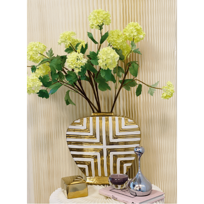 Vase Art Déco – Pièce sculpturale en porcelaine blanche et or (H32 cm, pièce neuve)