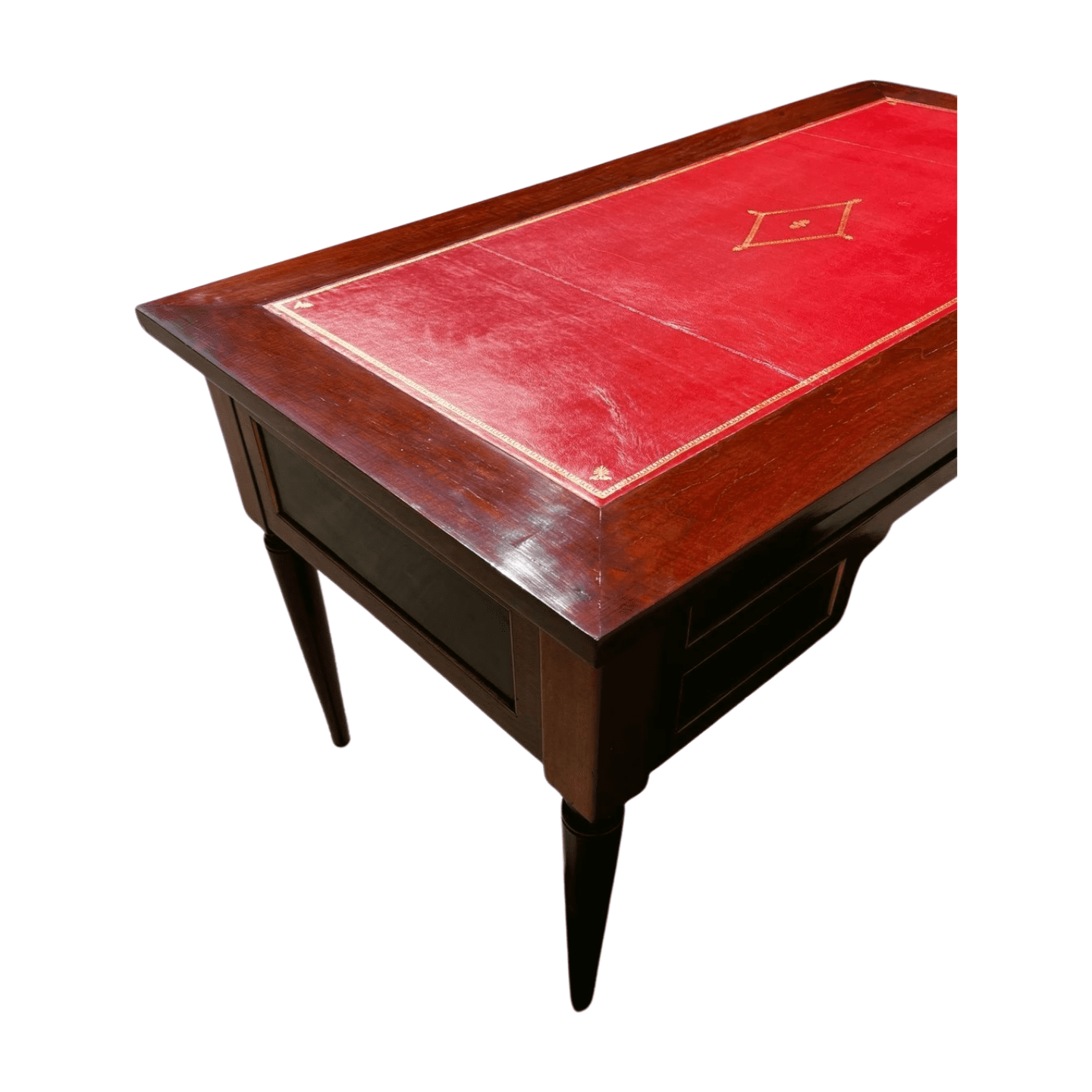 Bureau Directoire XIXe siècle en bois et cuir rouge – Élégance classique