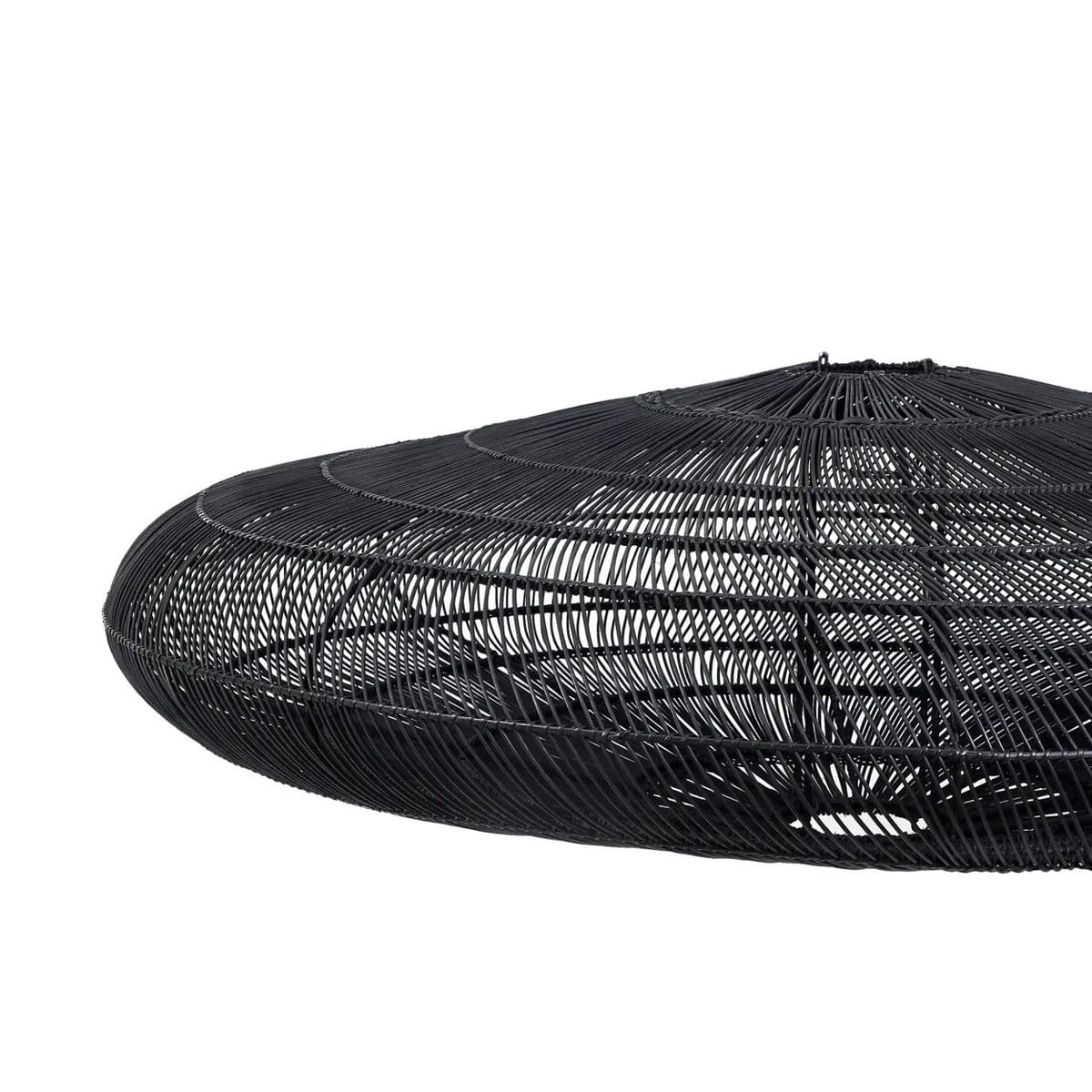 Suspension décorative en rotin noir – Macaron XL, pièce artisanale neuve