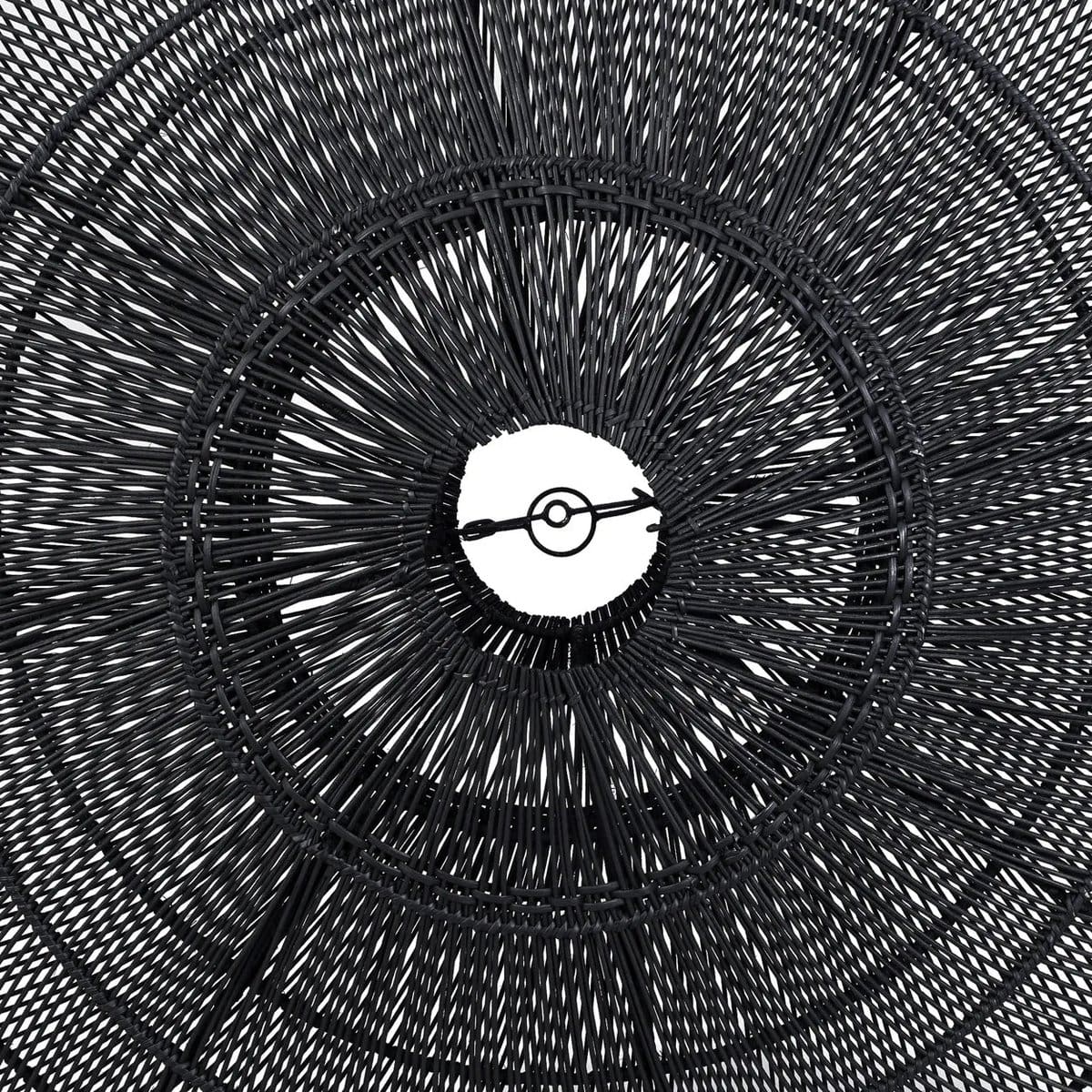 Suspension décorative en rotin noir – Macaron XL, pièce artisanale neuve