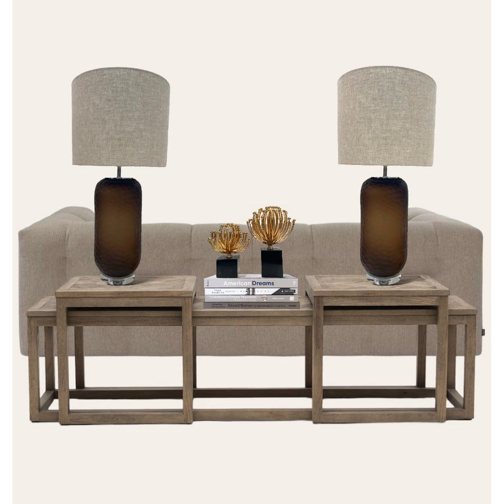 Lampe sculpturale en verre – Coloris chocolat, design contemporain avec LED