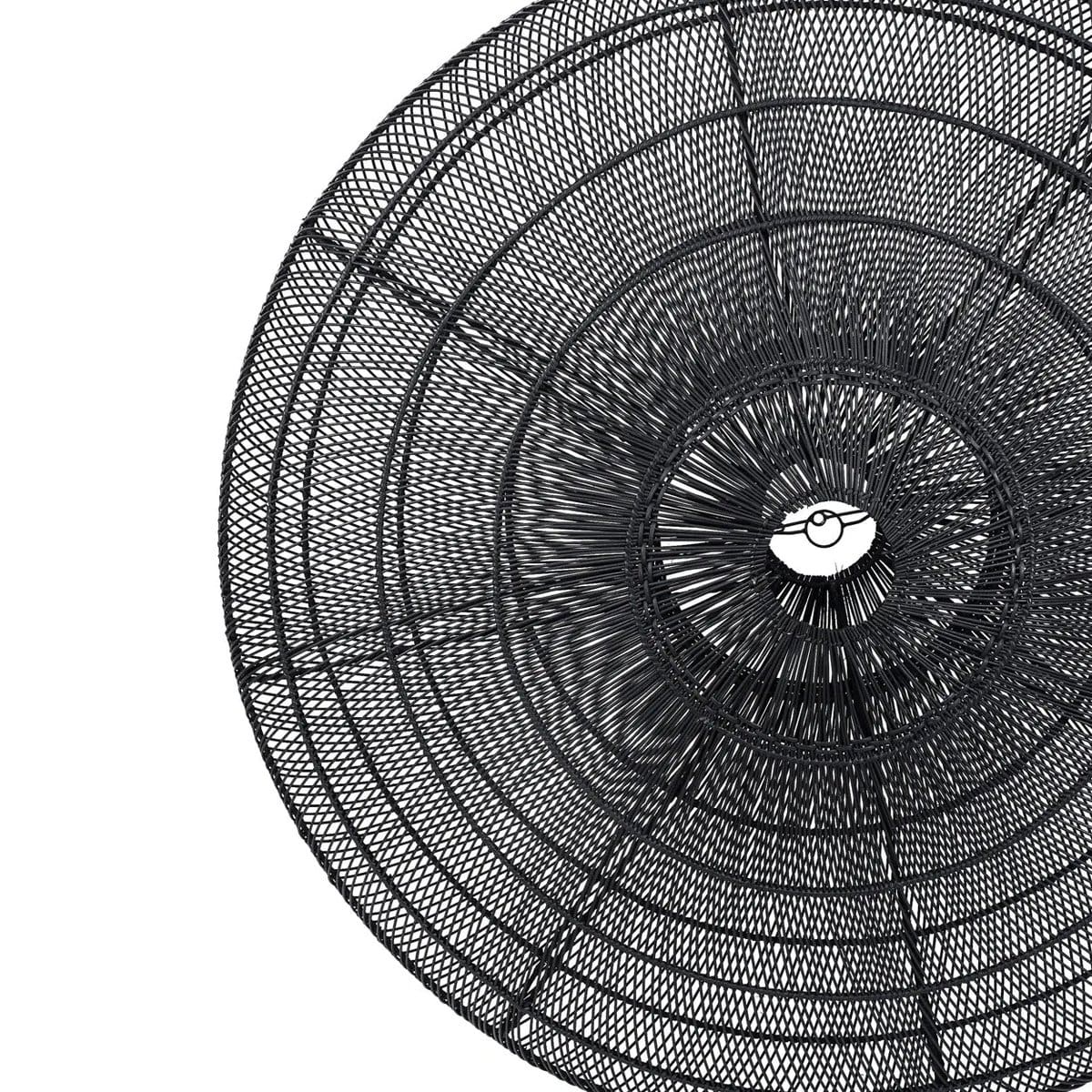 Suspension décorative en rotin noir – Macaron XL, pièce artisanale neuve