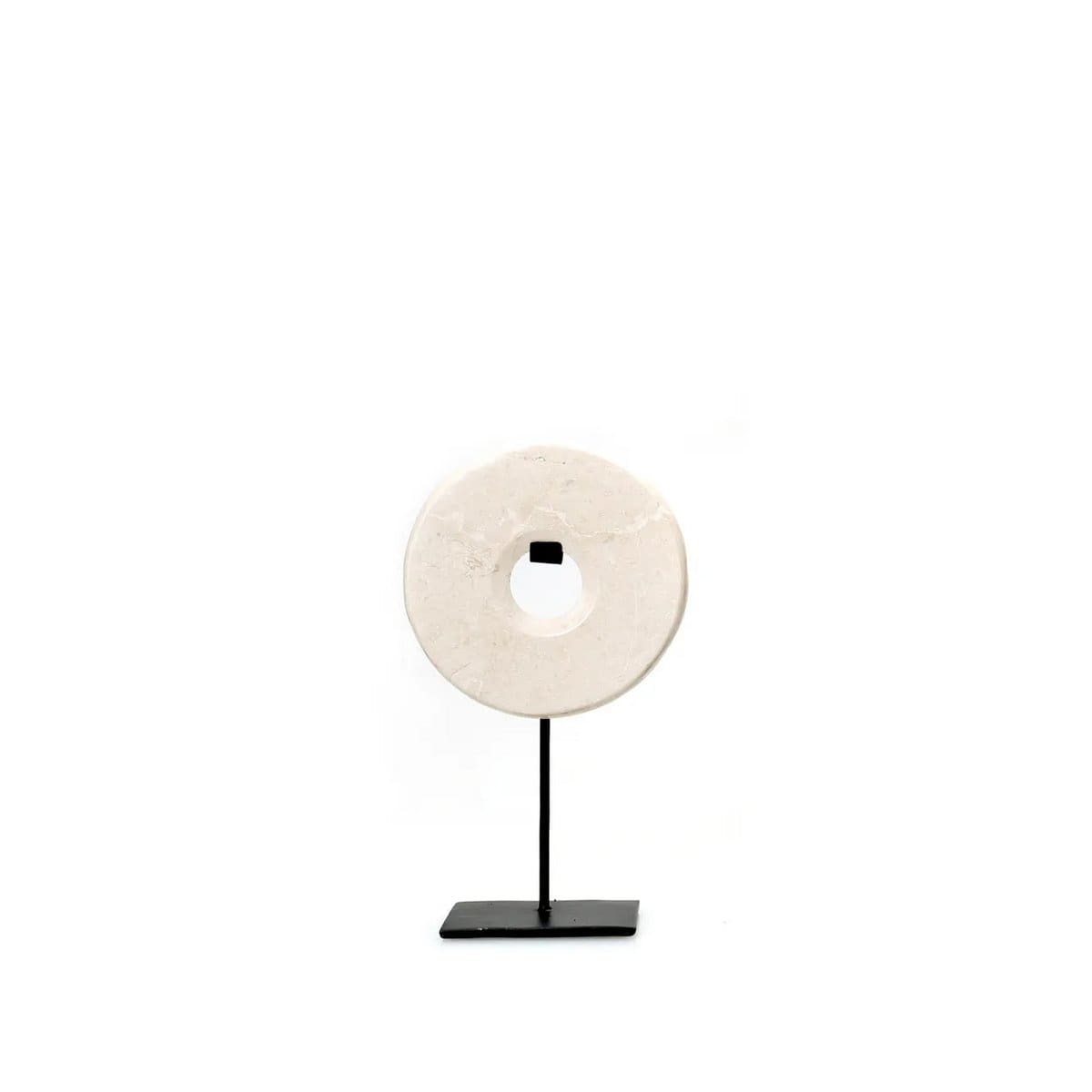 Disque en marbre blanc taille S – Présentoir décoratif raffiné sur socle noir (neuf)
