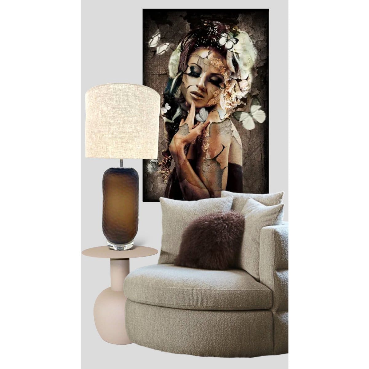 Lampe sculpturale en verre – Coloris chocolat, design contemporain avec LED