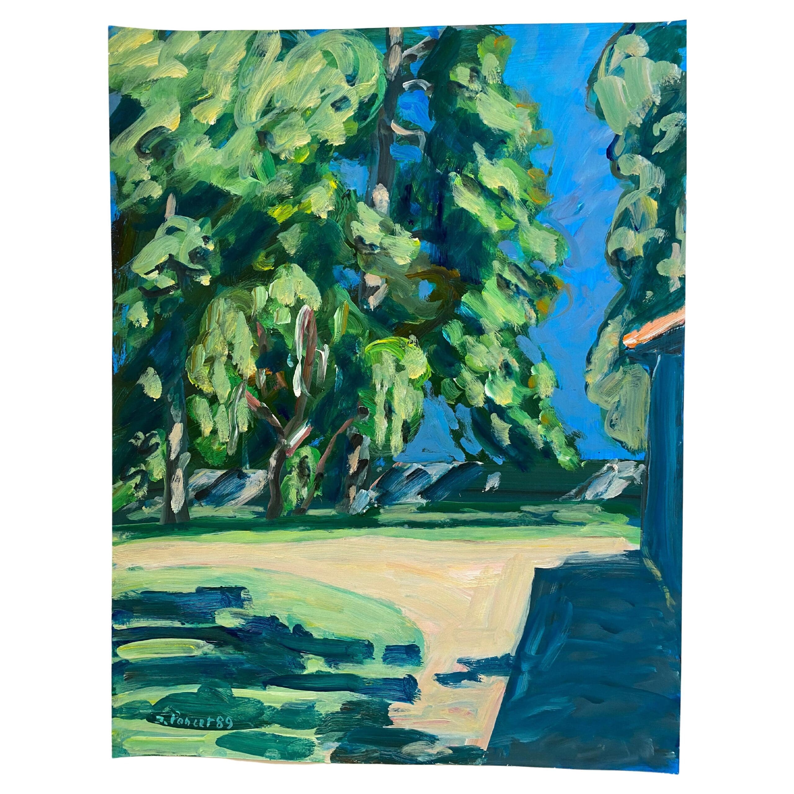 Jacques Poncet – La Flèche (1989), acrylique sur papier – Peinture figurative