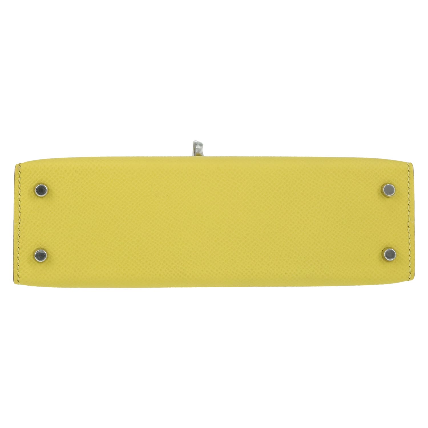 Sac Hermès Kelly 20 cm en cuir Epsom jaune avec quincaillerie palladium, bandoulière amovible – vue face