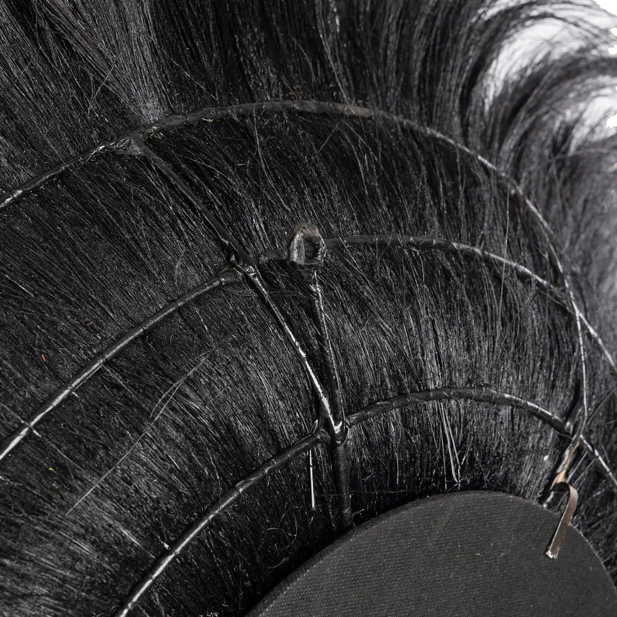 Miroir en fibres naturelles noires – Design sculptural noir profond, Ø90 cm (neuf)