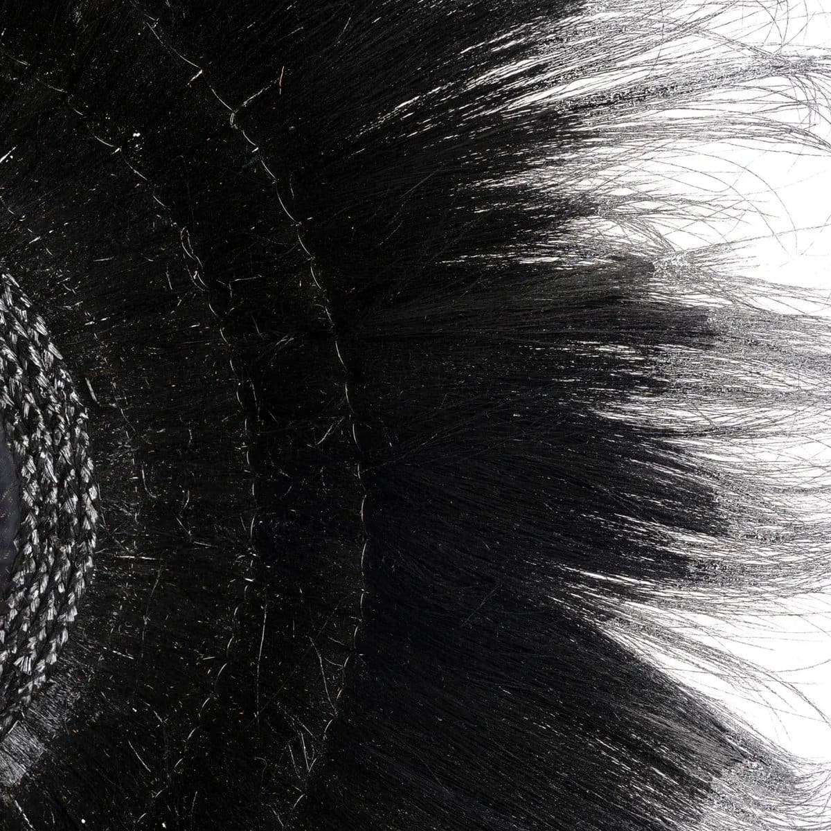 Miroir en fibres naturelles noires – Design sculptural noir profond, Ø90 cm (neuf)